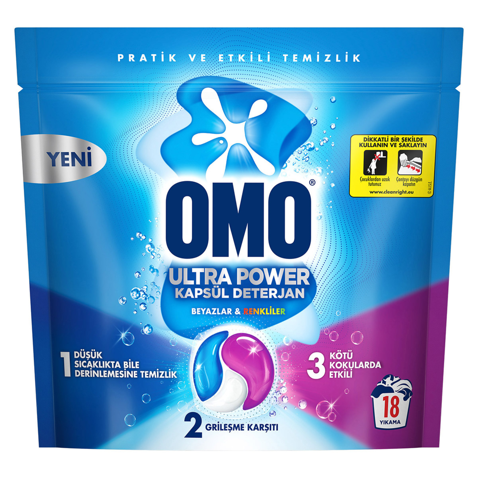 Omo Ultra Power Kapsül Deterjan 18 Kapsül 234 G