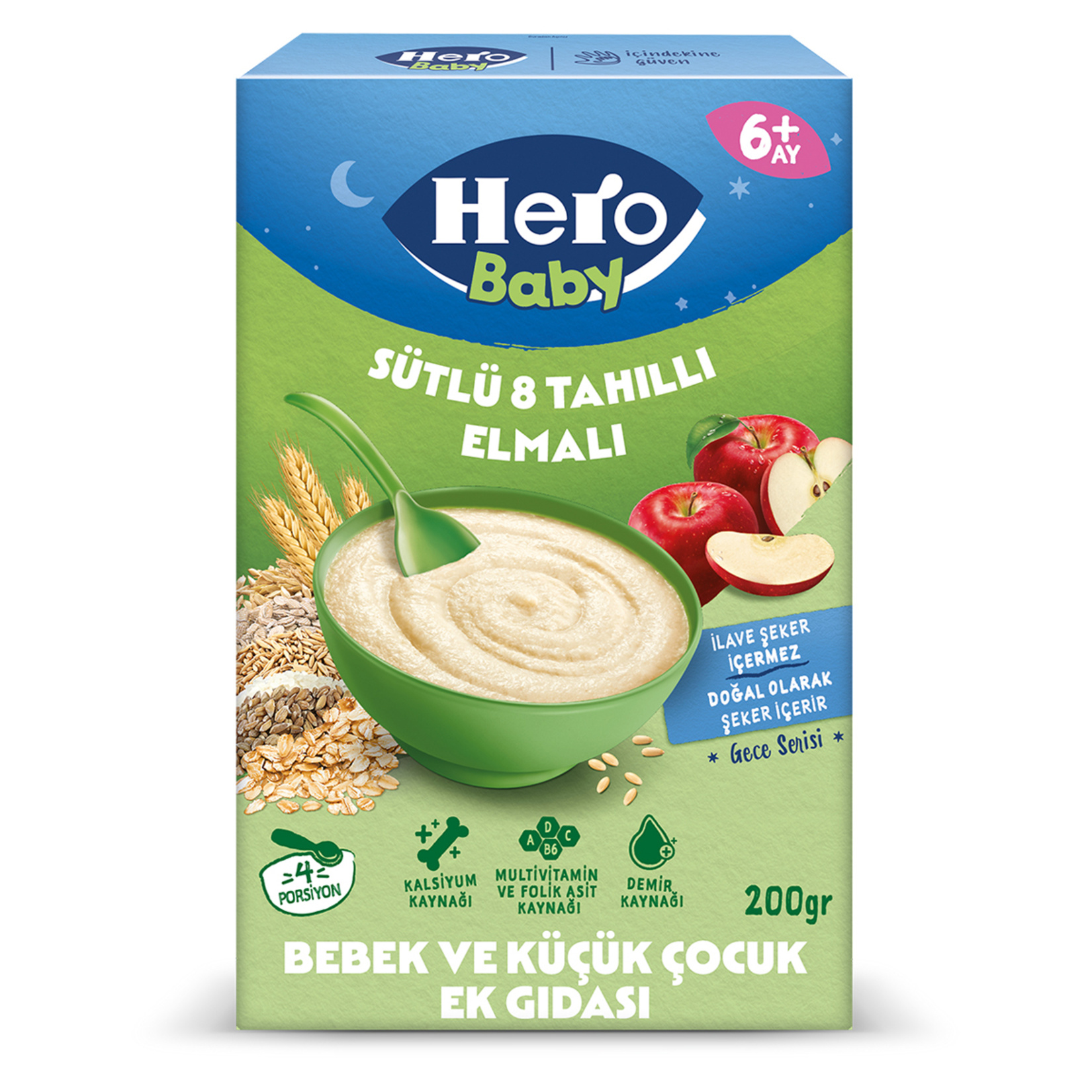 Hero Baby Sütlü 8 Tahıllı Elmalı Ek Besin 200 G