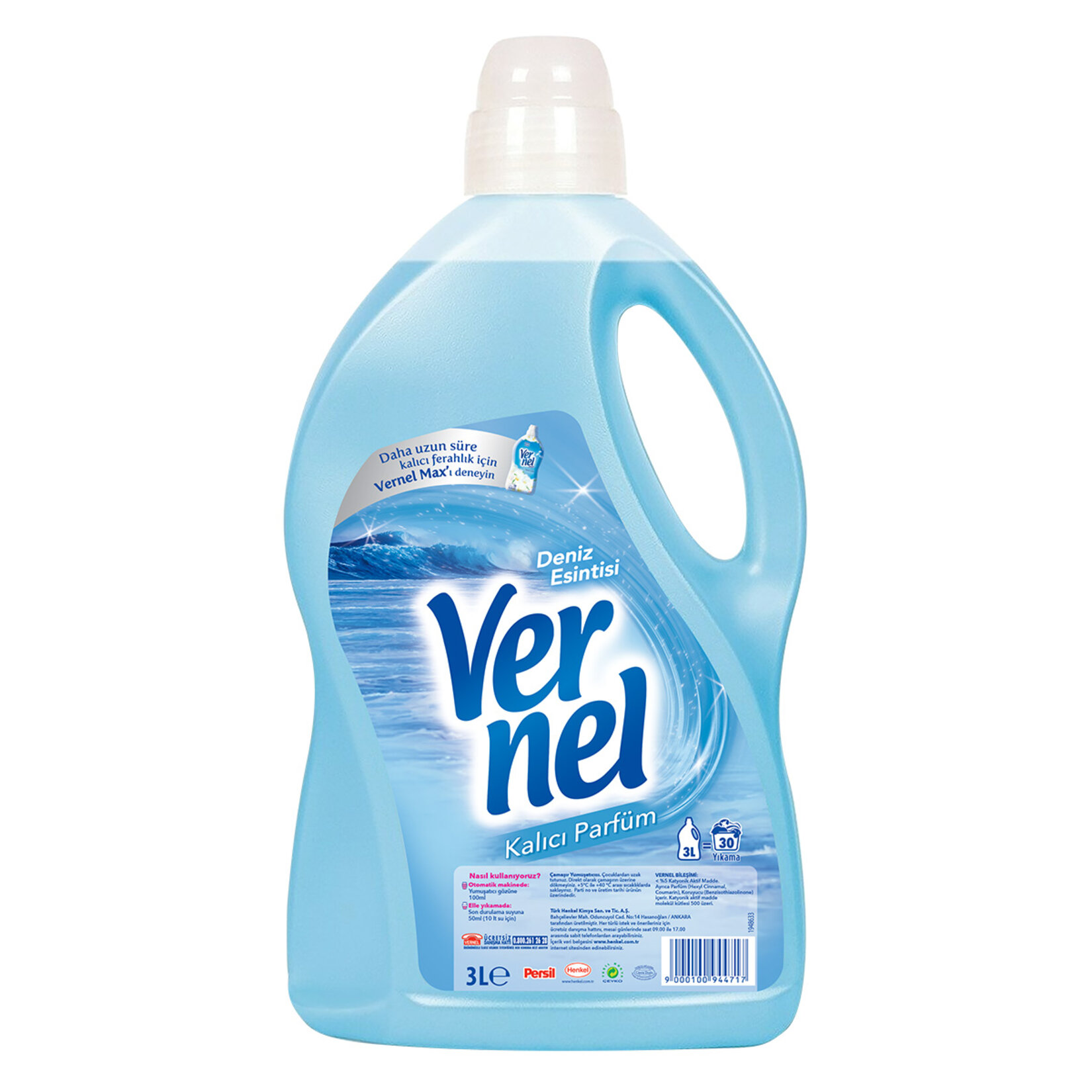 Vernel Çamaşır Yumuşatıcısı 3L (30 Yıkama) Deniz Esintisi