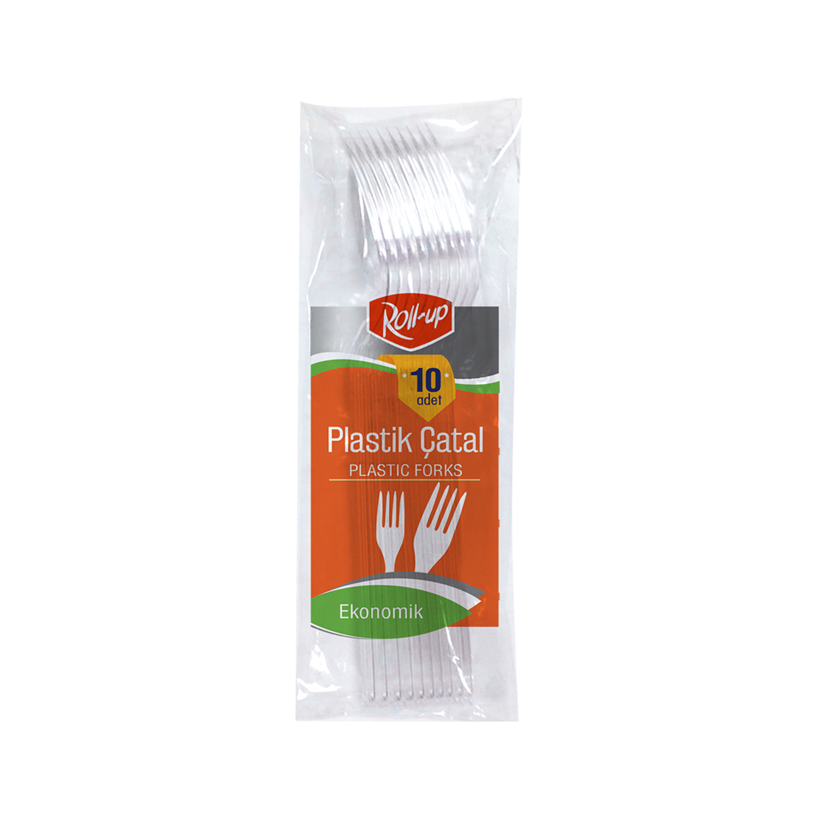 Roll-Up Plastik Şeffaf Çatal 10'lu