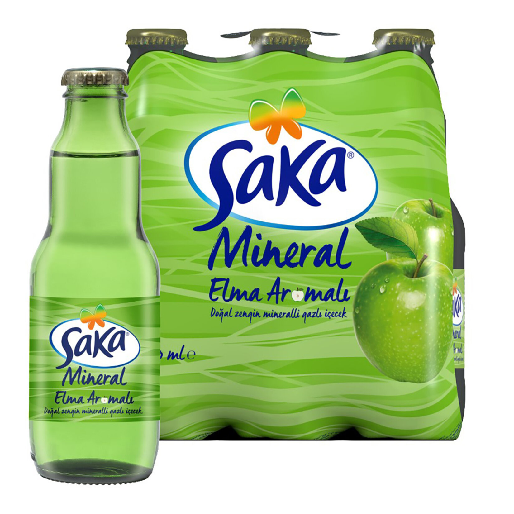 Saka Elma Aromalı Doğal Zengin Mineralli Gazlı İçecek 6 x 200 Ml