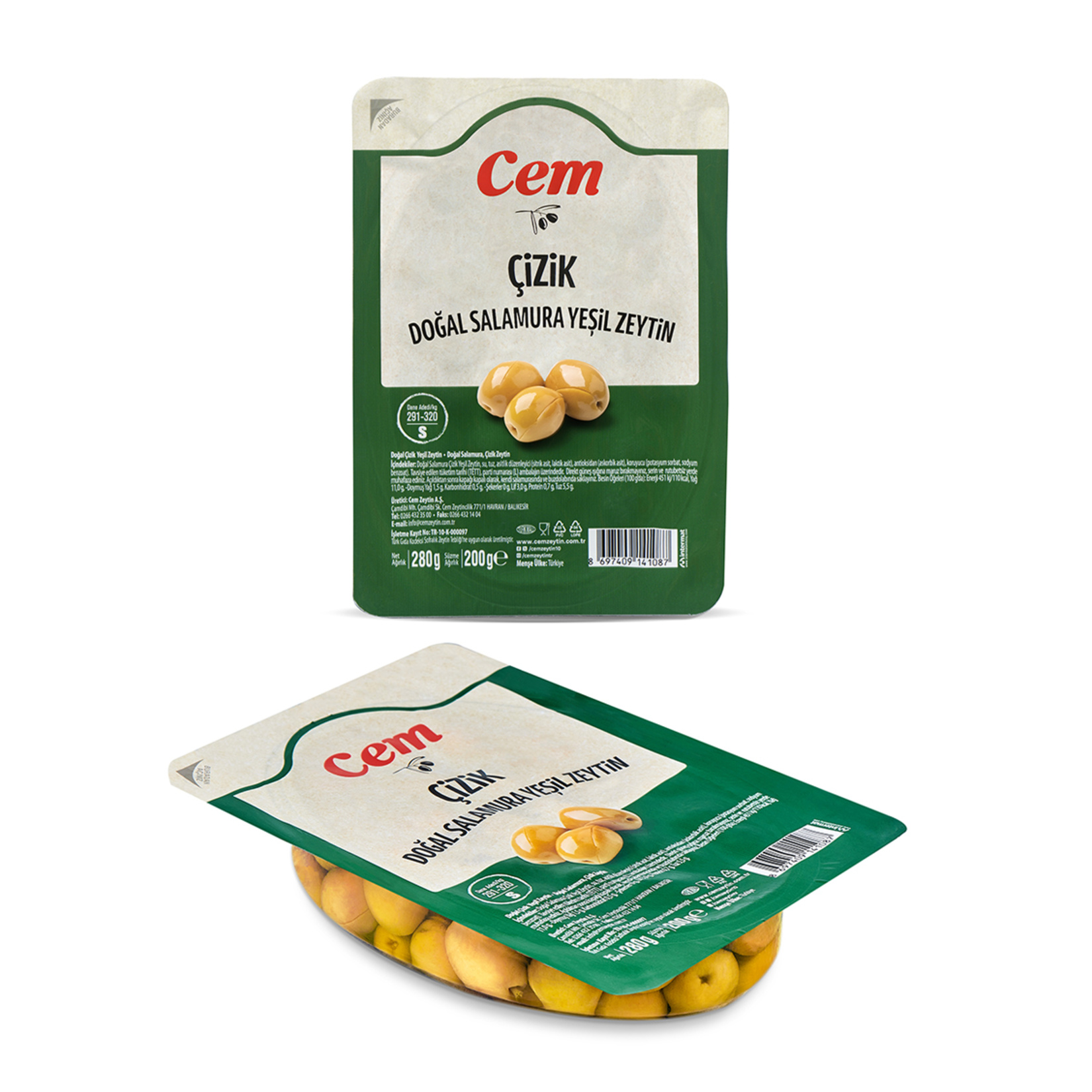 Cem Çizik Yeşil Zeytin 291-320 Vakum 200 G