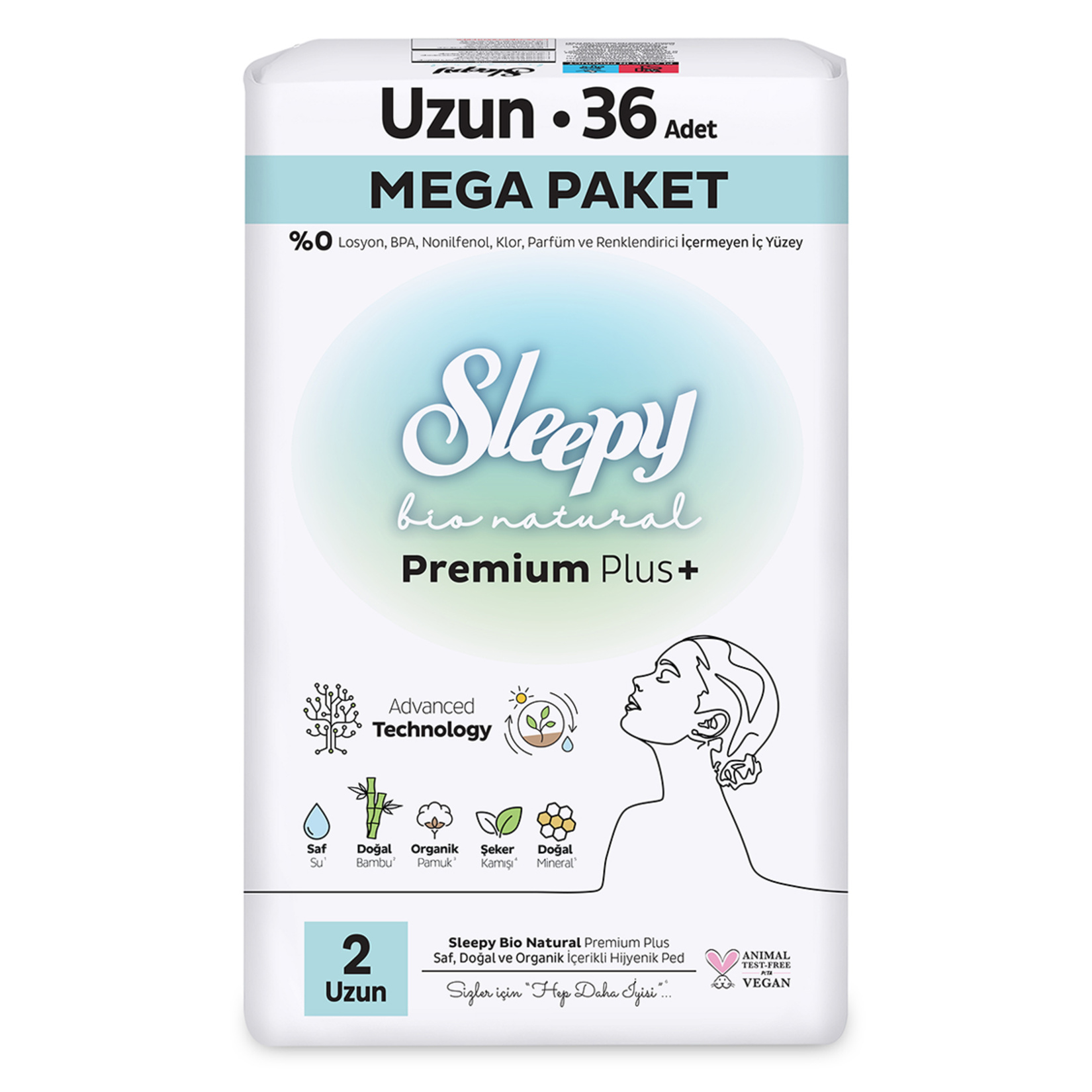 Sleepy Bio Natural Premium Plus+ Uzun 36'lı