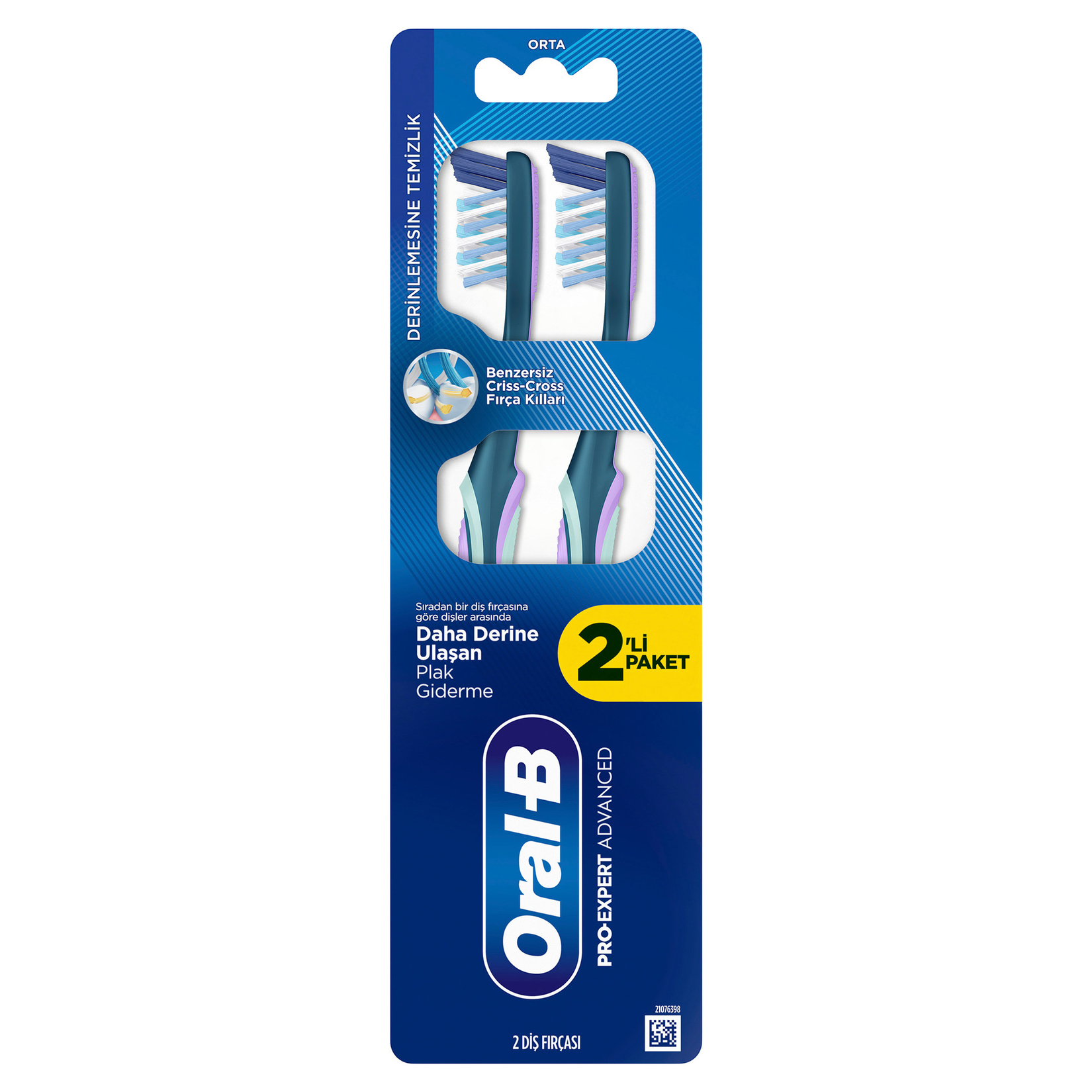 Oral-B Pro-Expert Advenced Derinlemesine Temizlik Diş Fırçası Orta 2'li