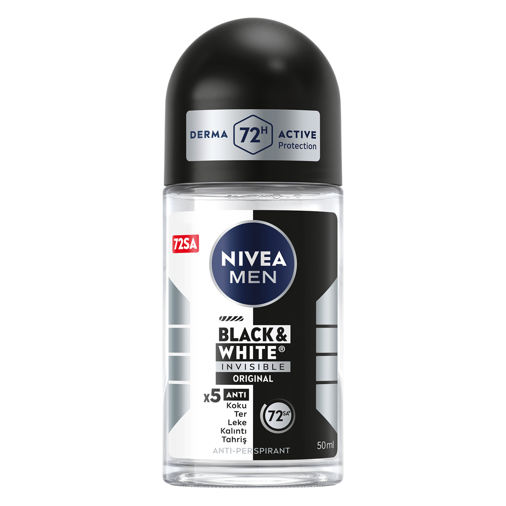 NIVEA MEN Erkek Roll-on Deodorant Black&White Invisible Original 72 Saat Anti-perspirant Koruma 50ml