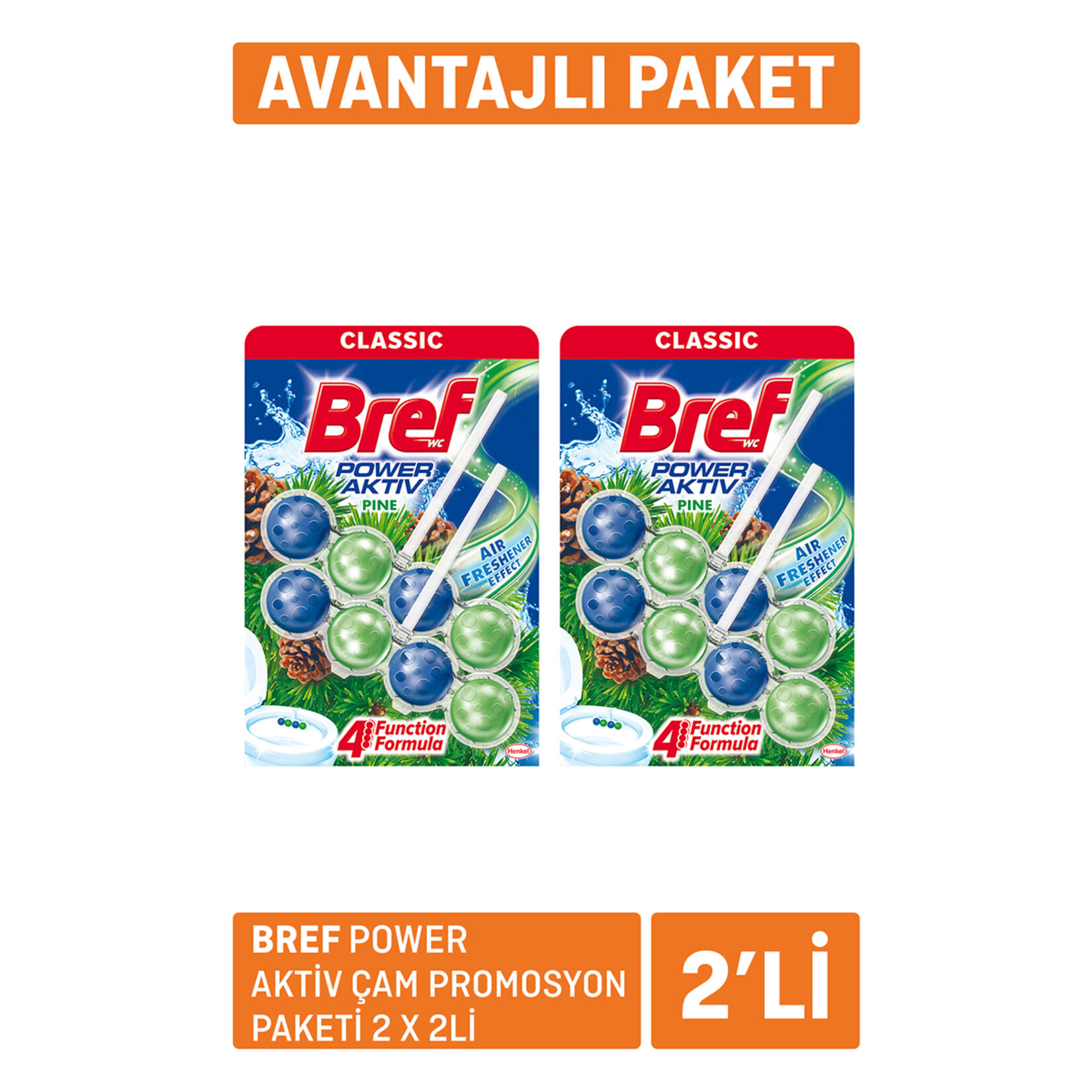 Bref Power Aktif Wc Blok Çam Pro Paketi 2 x 100 G