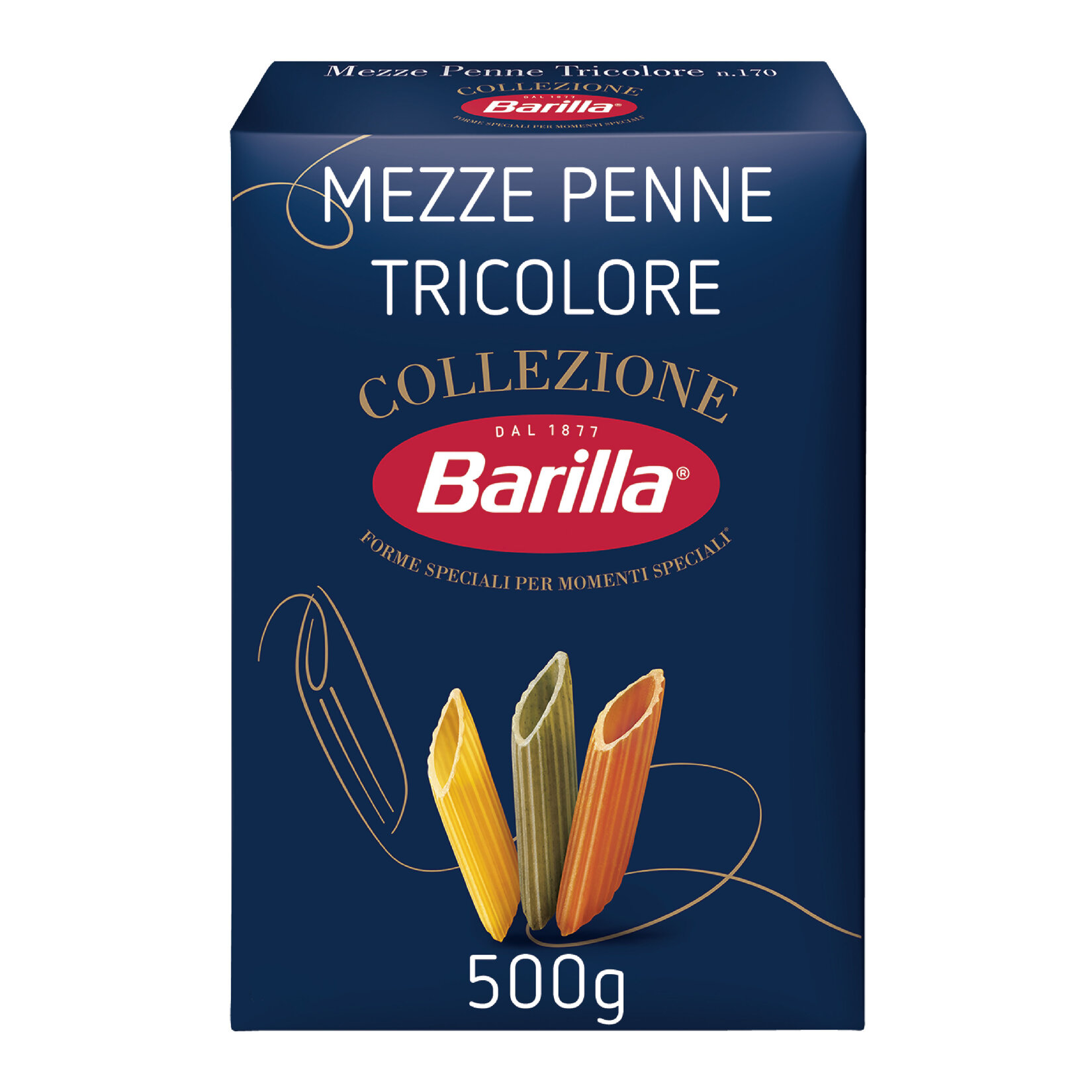 Barilla Mezze Penne Tricolore (Üç Renkli Kalem) Makarna 500 G