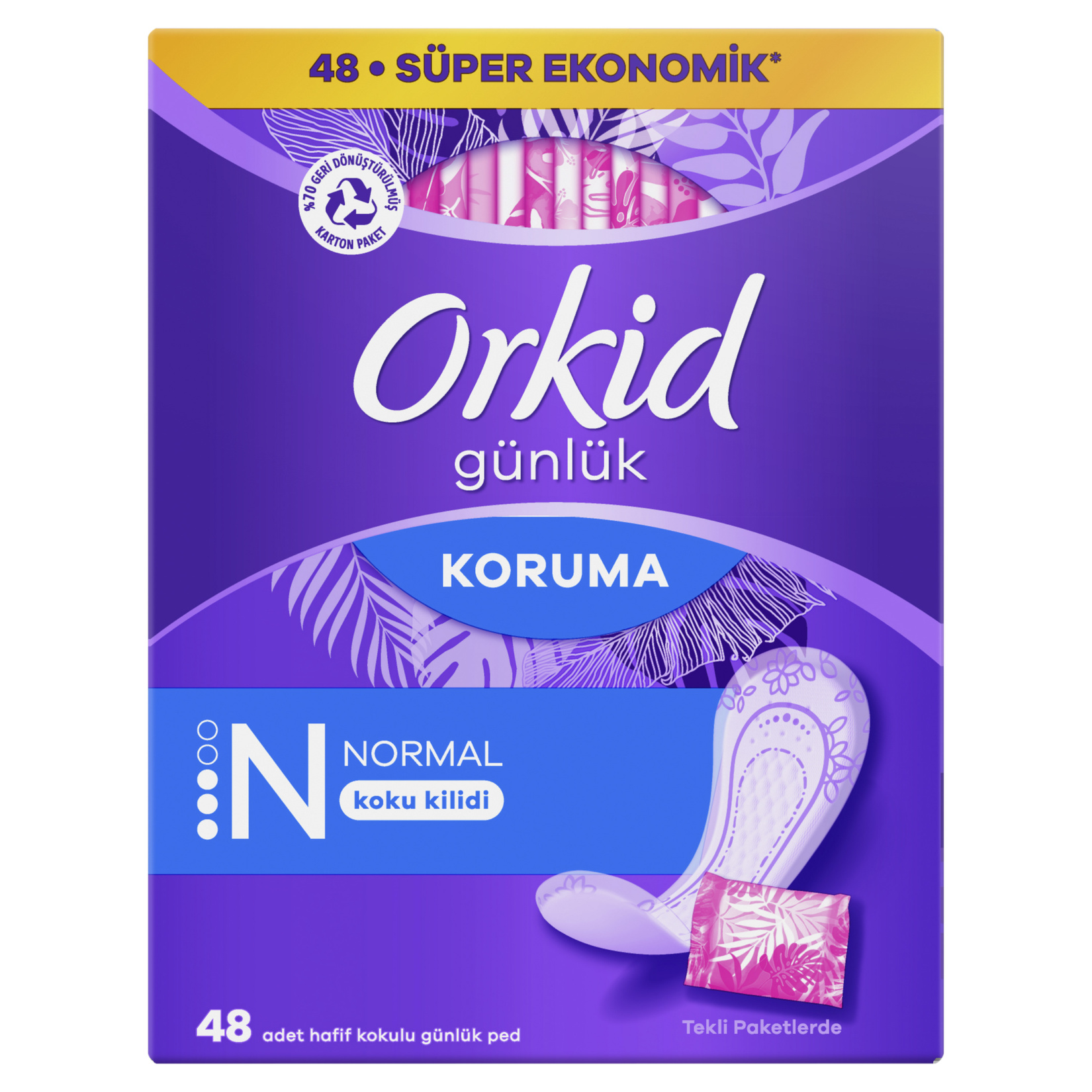 Orkid Günlük Koruma Çanta Paket Süper Ekonomik Normal 48'li