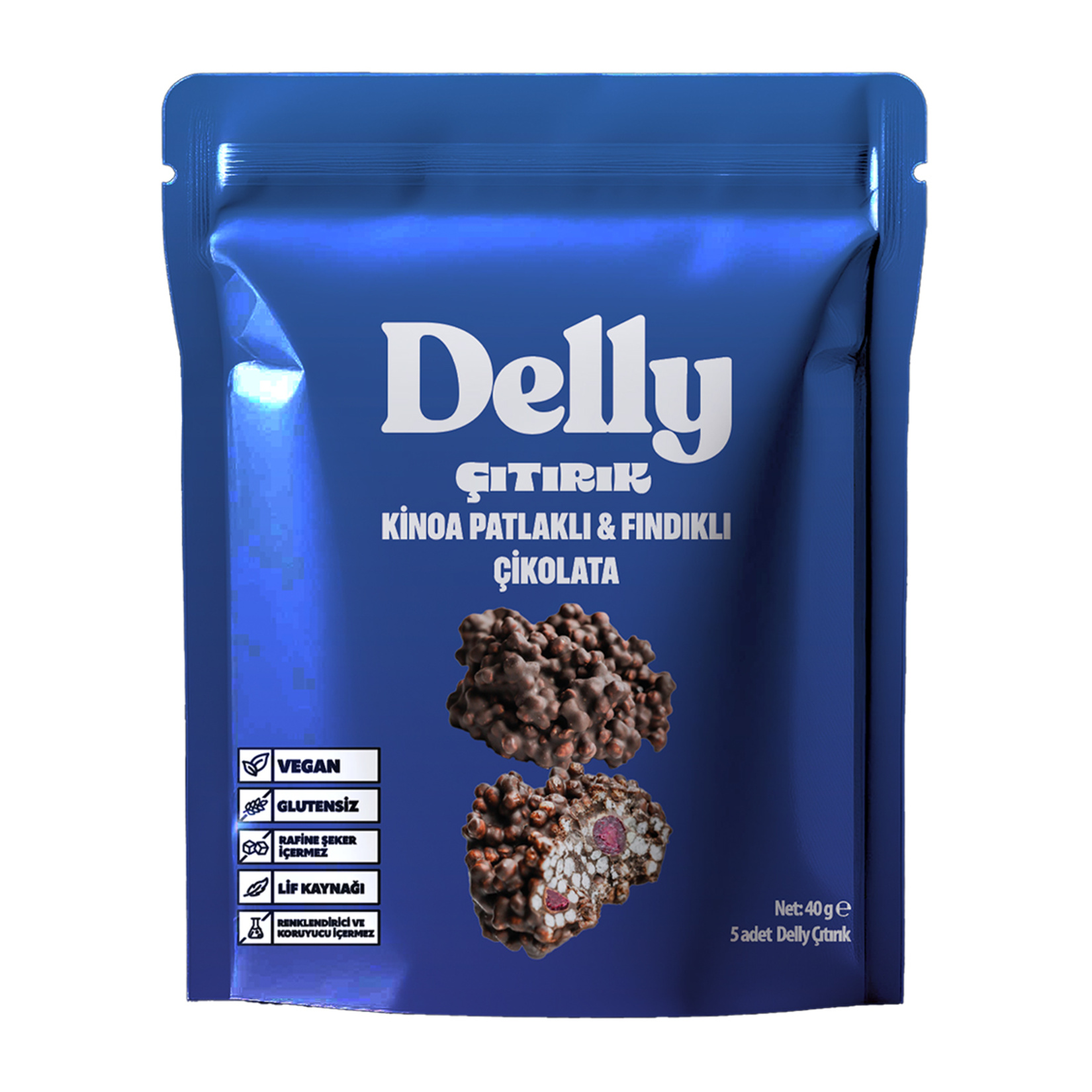 Delly Çıtırık Kinoa Patlaklı & Fındıklı Çikolata 40 G