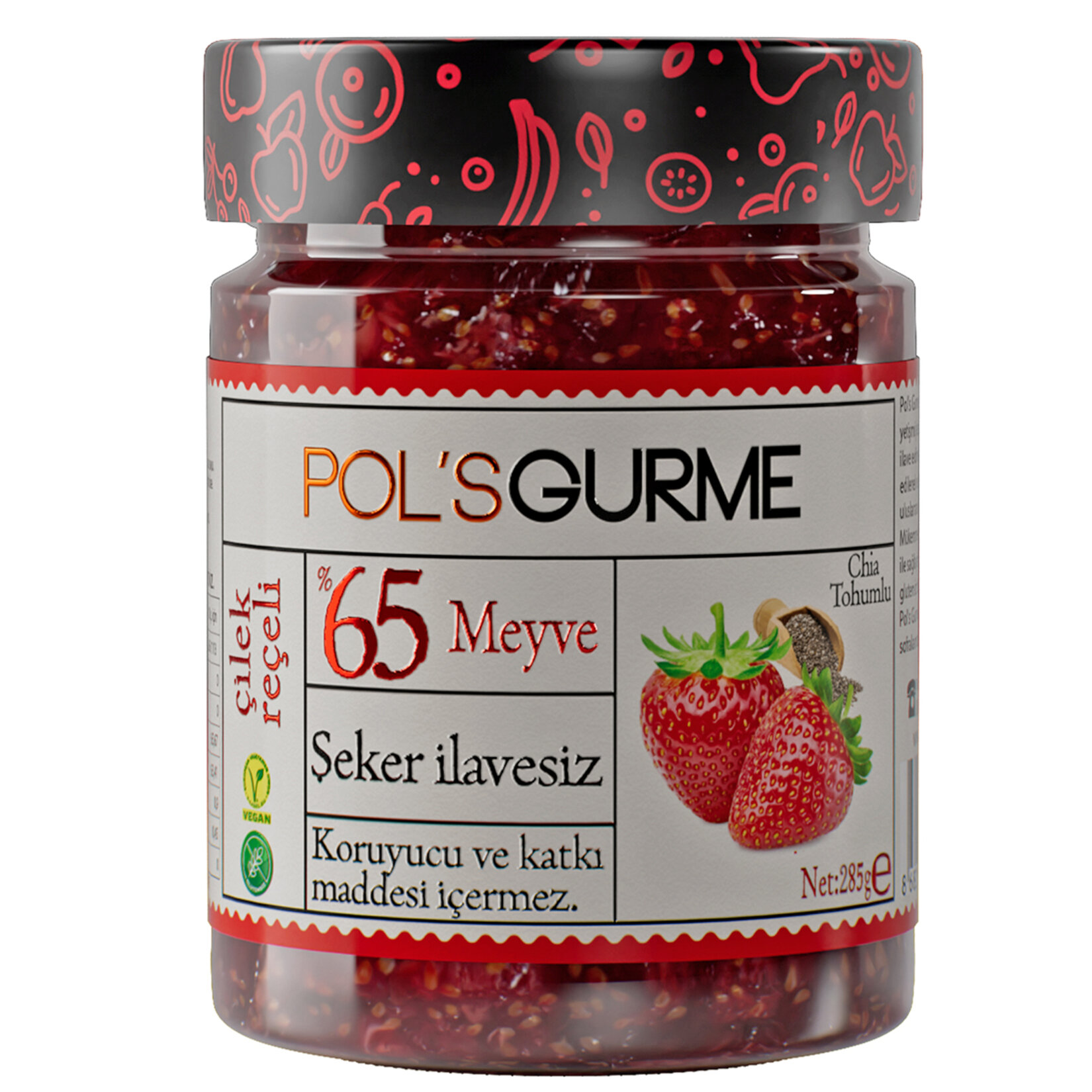 Pol's Gurme Şeker İlavesiz Çilek Reçeli 285 G