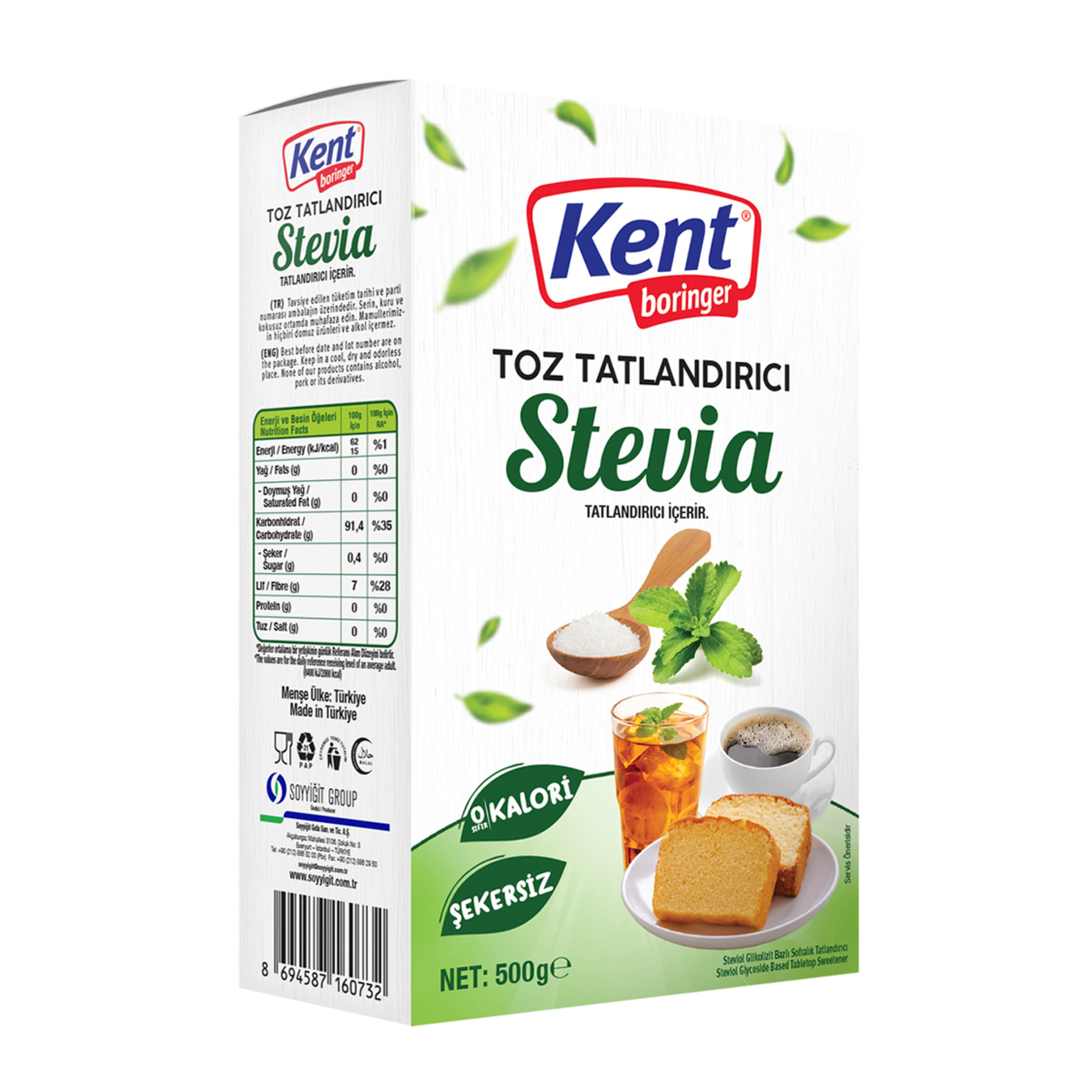 Kent Boringer Stevia Toz Tatlandırıcı 500 G