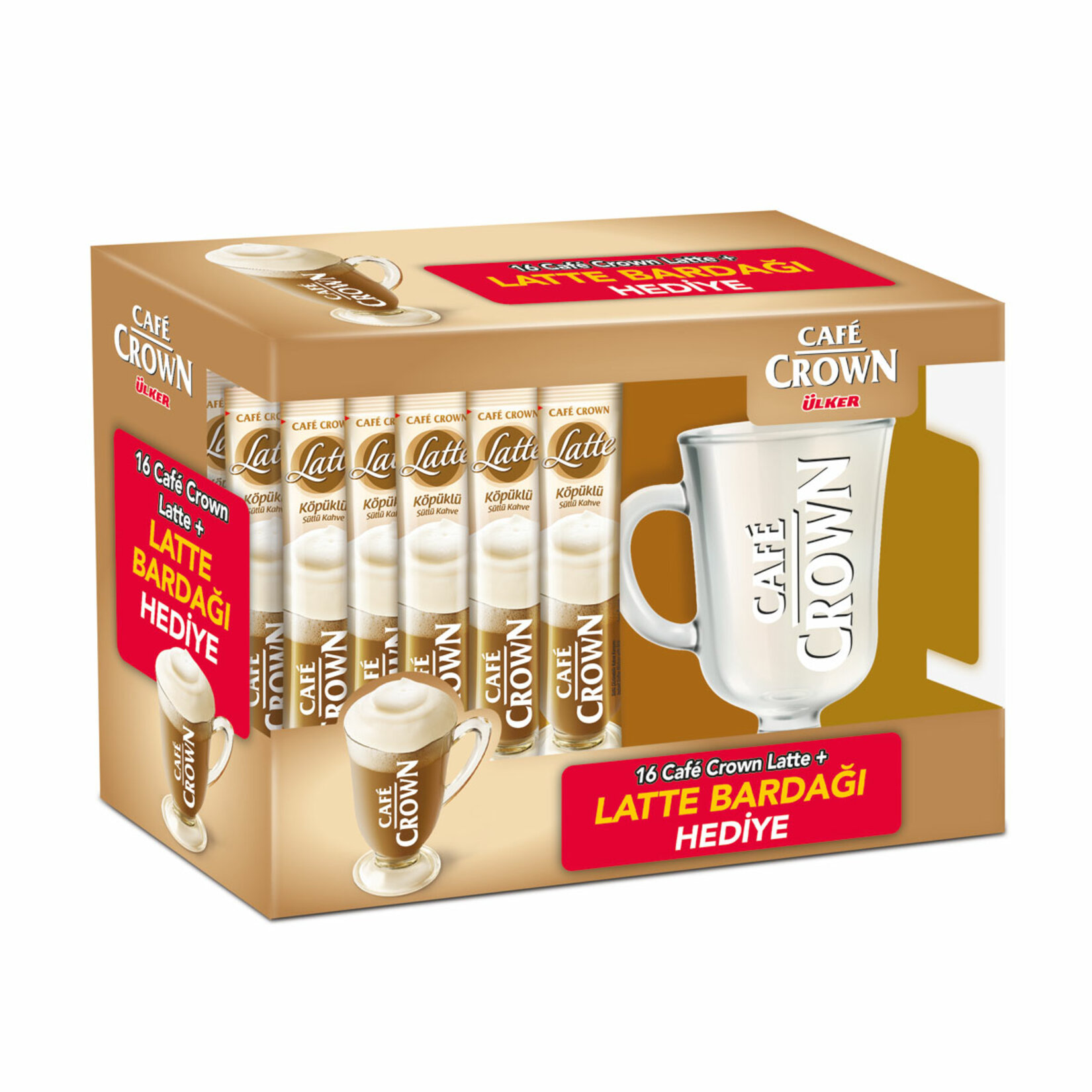 Cafe Crown Latte 16'Lı Paket ( Bardak Hediyeli )