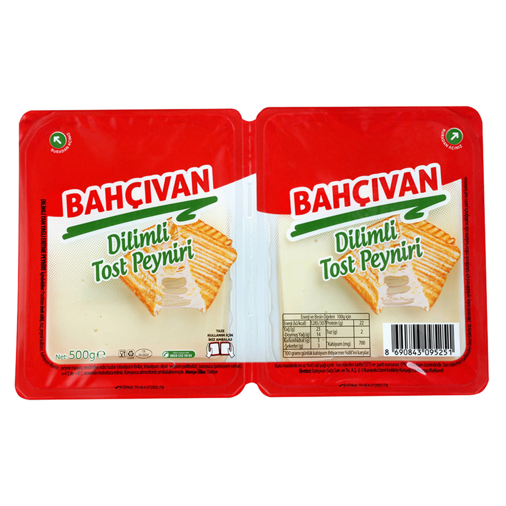 Bahçıvan Dilimli Tost Peyniri 500 G