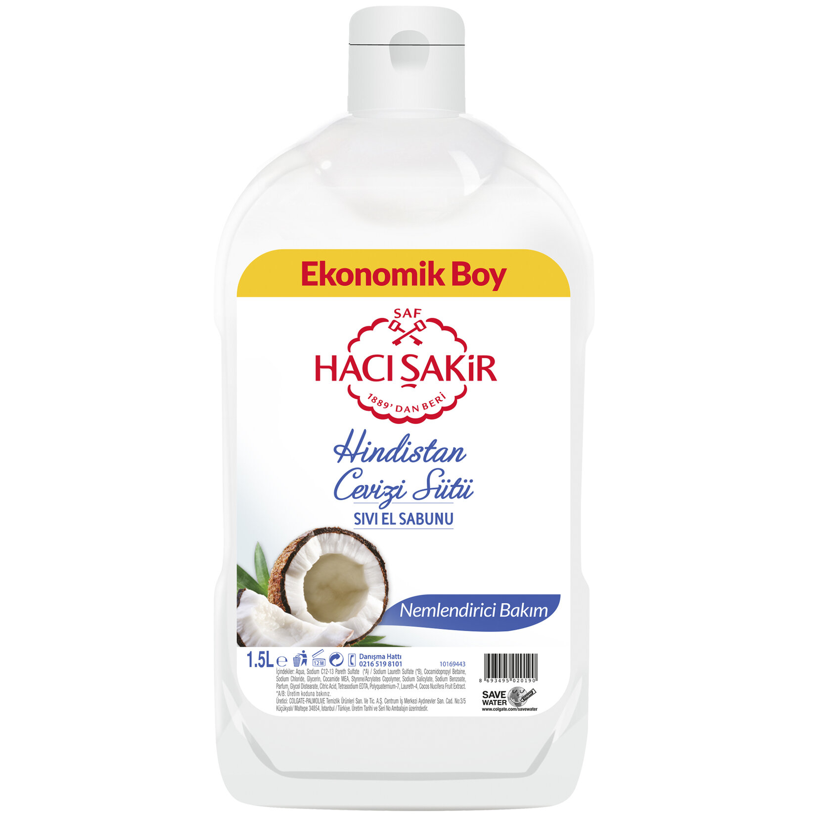 Hacı Şakir Hindistan Cevizi Sütü Sıvı El Sabunu 1500 Ml