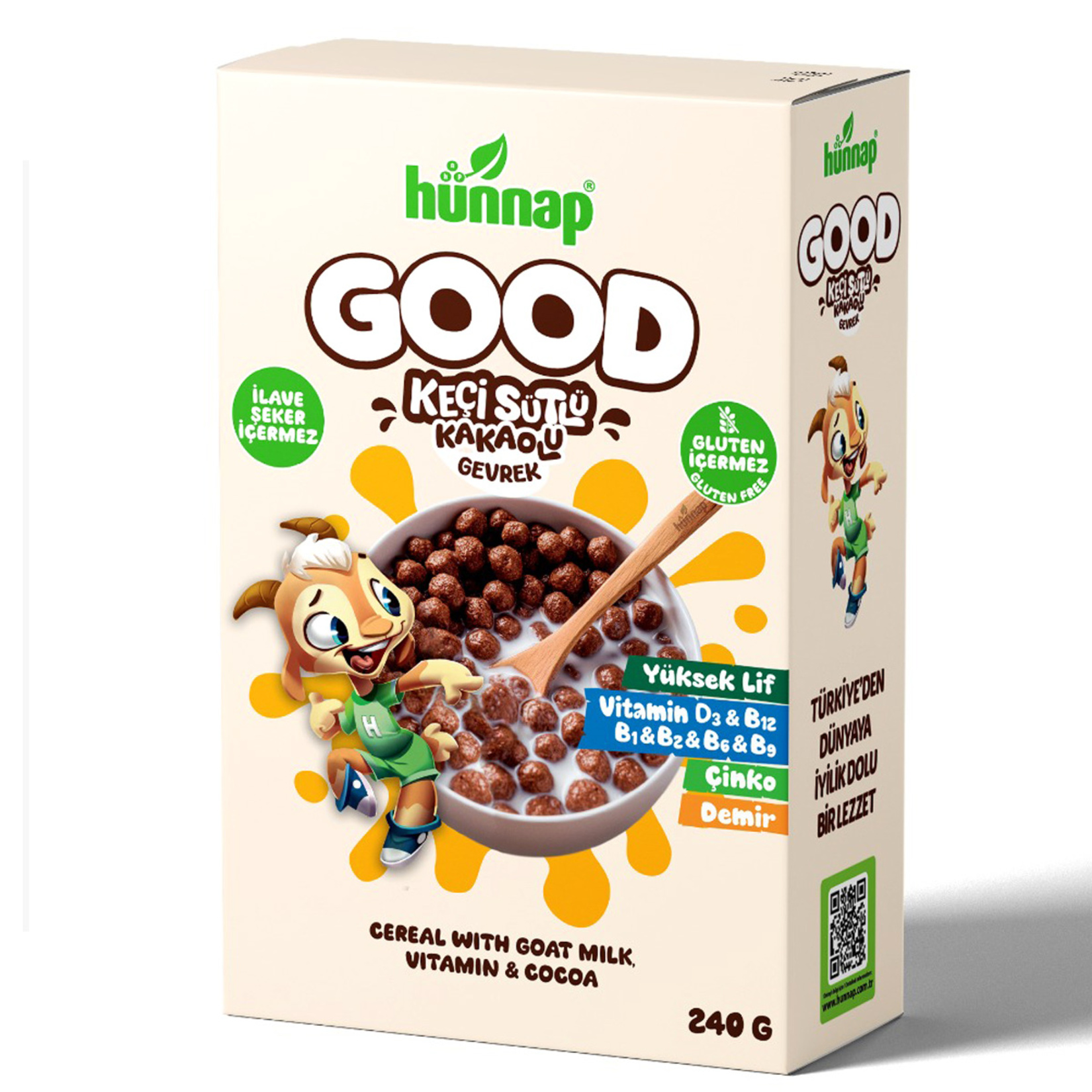 Hünnap Good Keçi Sütlü Kakaolu Glütensiz Gevrek 240 G