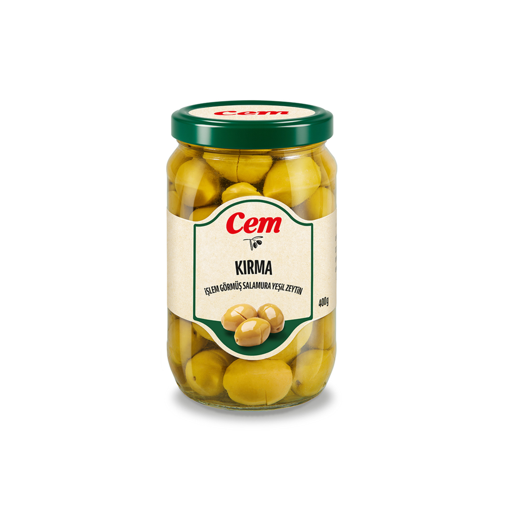 Cem Kırma Yeşil Zeytin 121-140 Ad/Kg 400 G