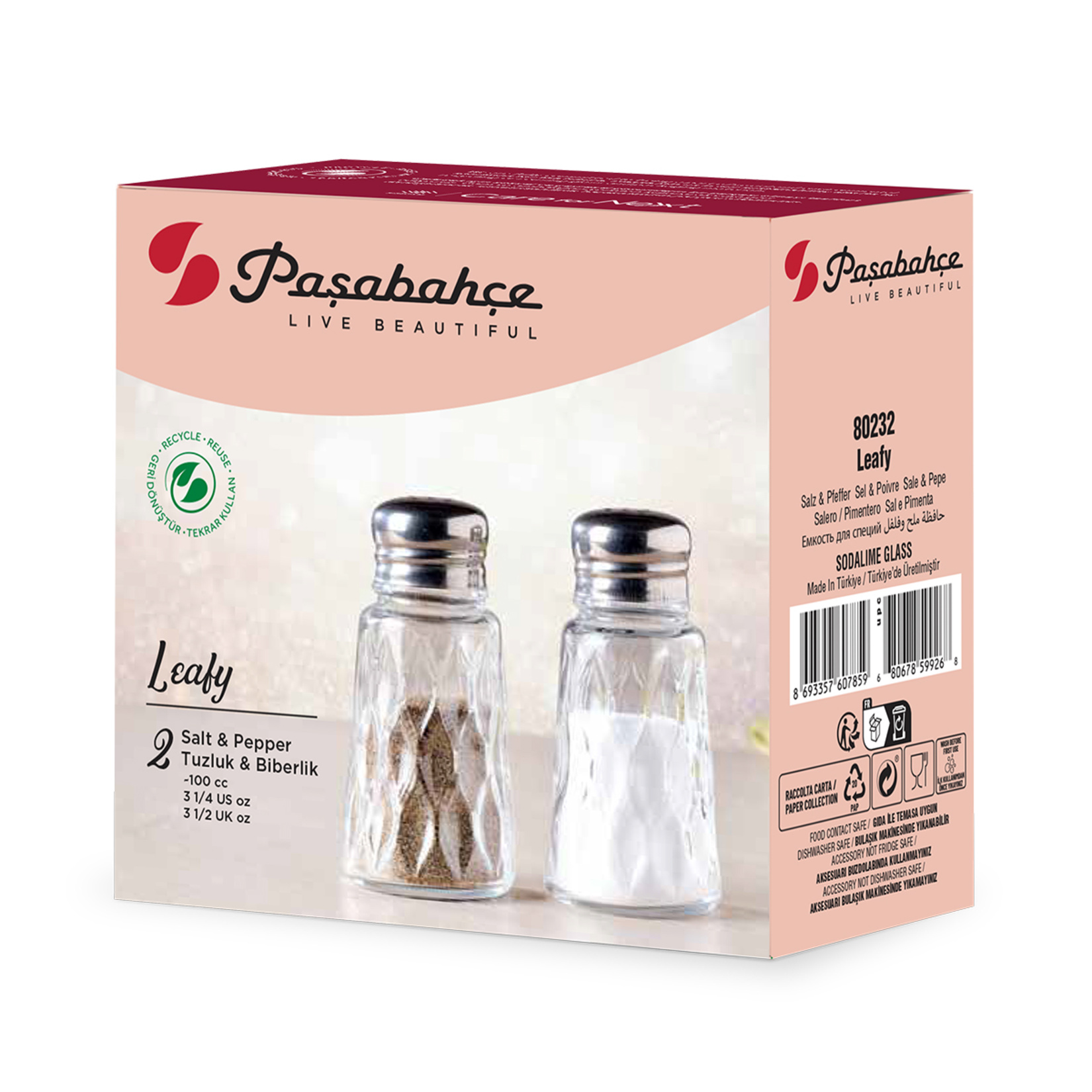 Paşabahçe Leafy Tuzluk-Biberlik-Baharatlık 100 Cc