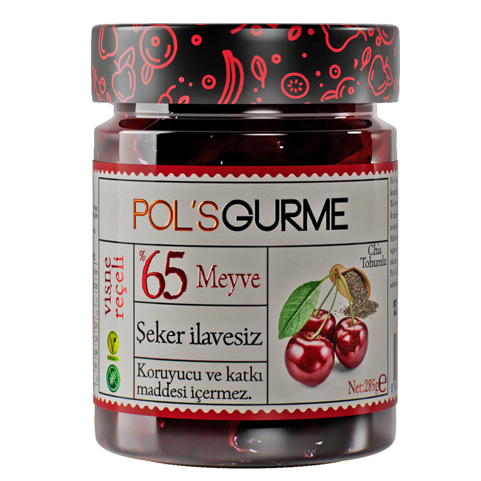 Pol's Gurme Şeker İlavesiz Vişne Reçeli 285 G