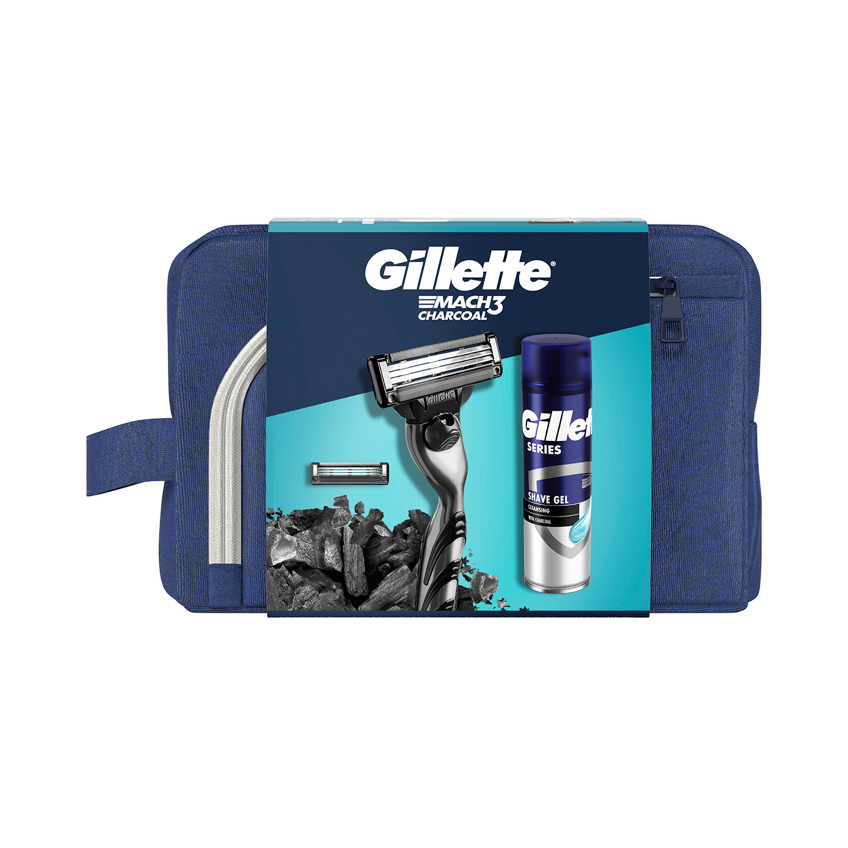Gillette Mach3 Charcoal 2 Up + Charcoal Jel 200 Ml + Çanta