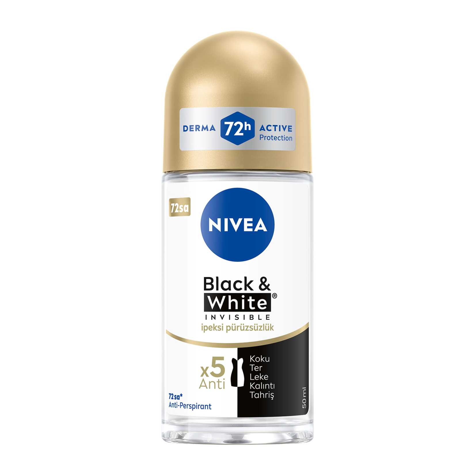 NIVEA Kadın Roll-on Deodorant Black&White İpeksi Pürüzsüzlük 72 Saat 50ml