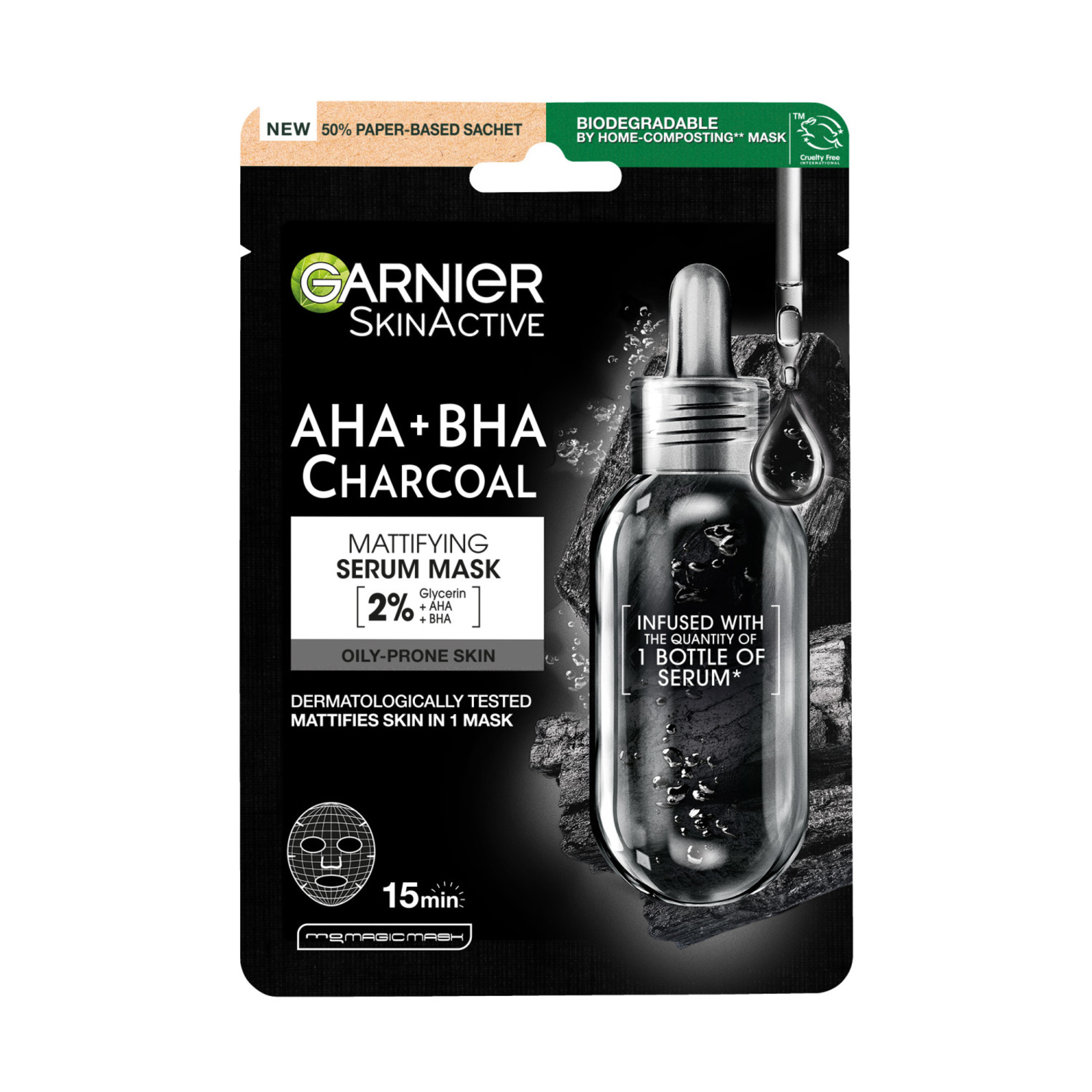Garnier Siyah Yosun Kömürlü Kağıt Yüz Maskesi