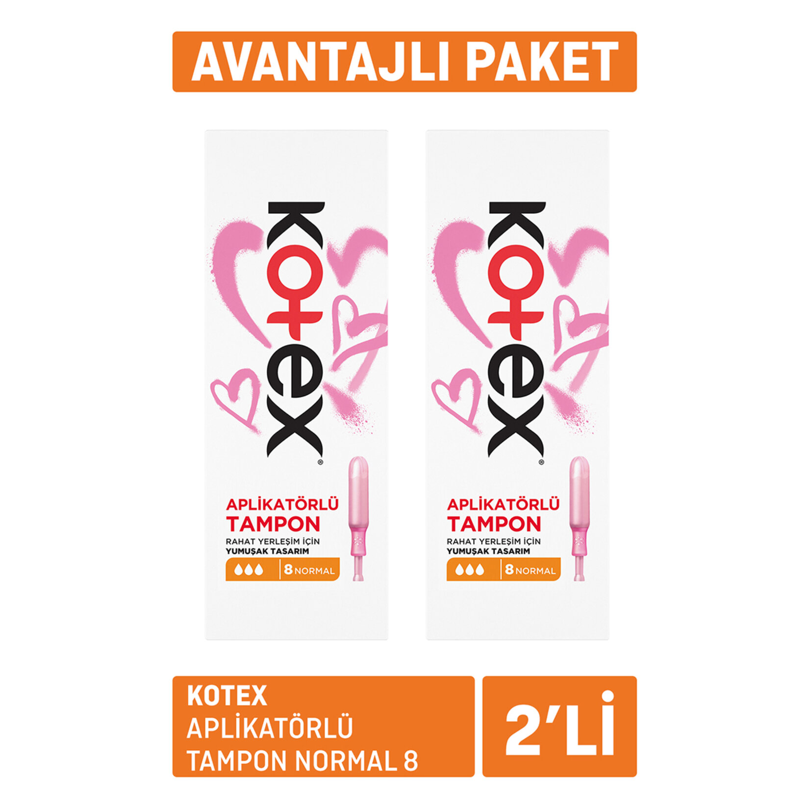 Kotex Aplikatörlü Tampon Normal 8 x 2