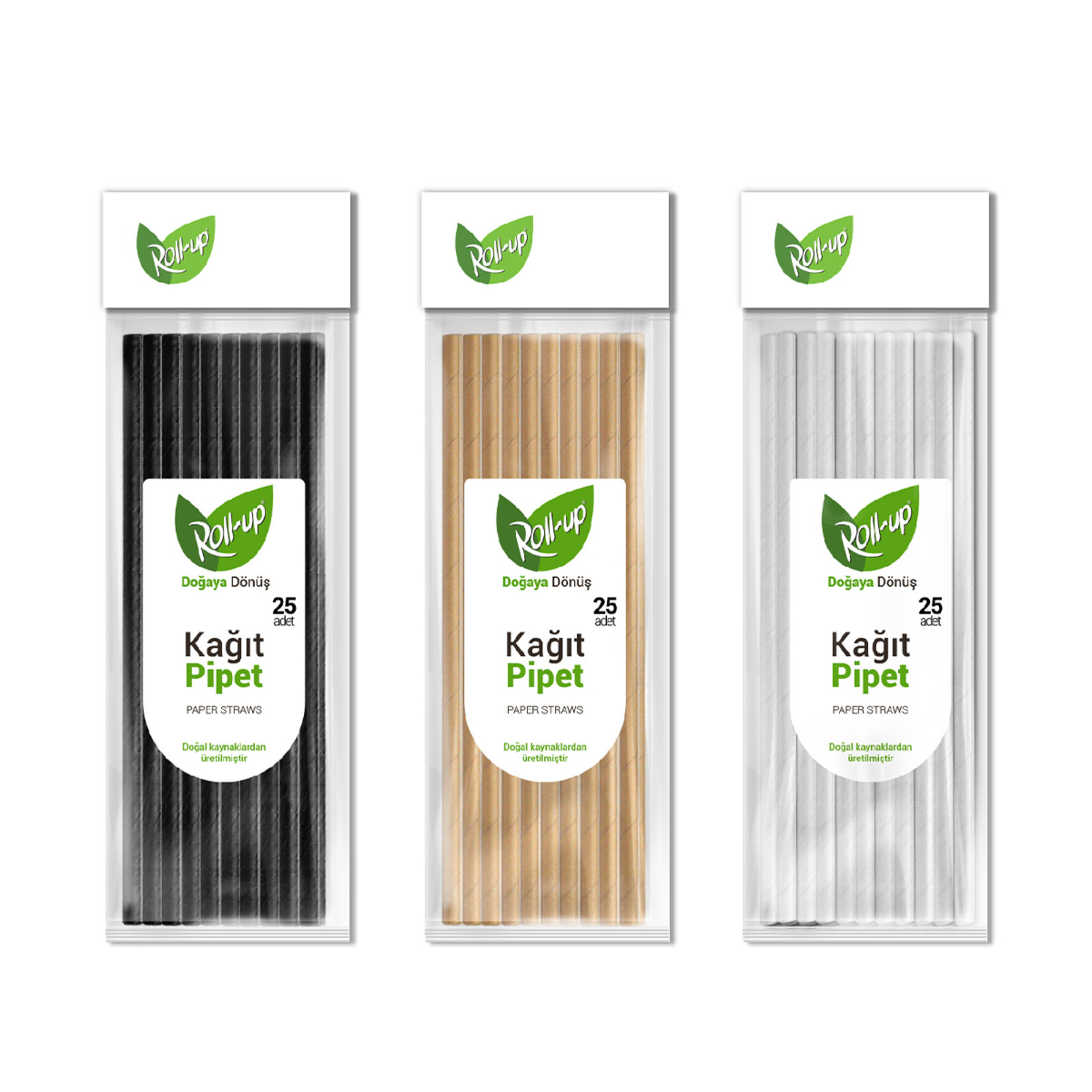 Roll-Up Doğaya Dönüş Kağıt Pipet 25'li