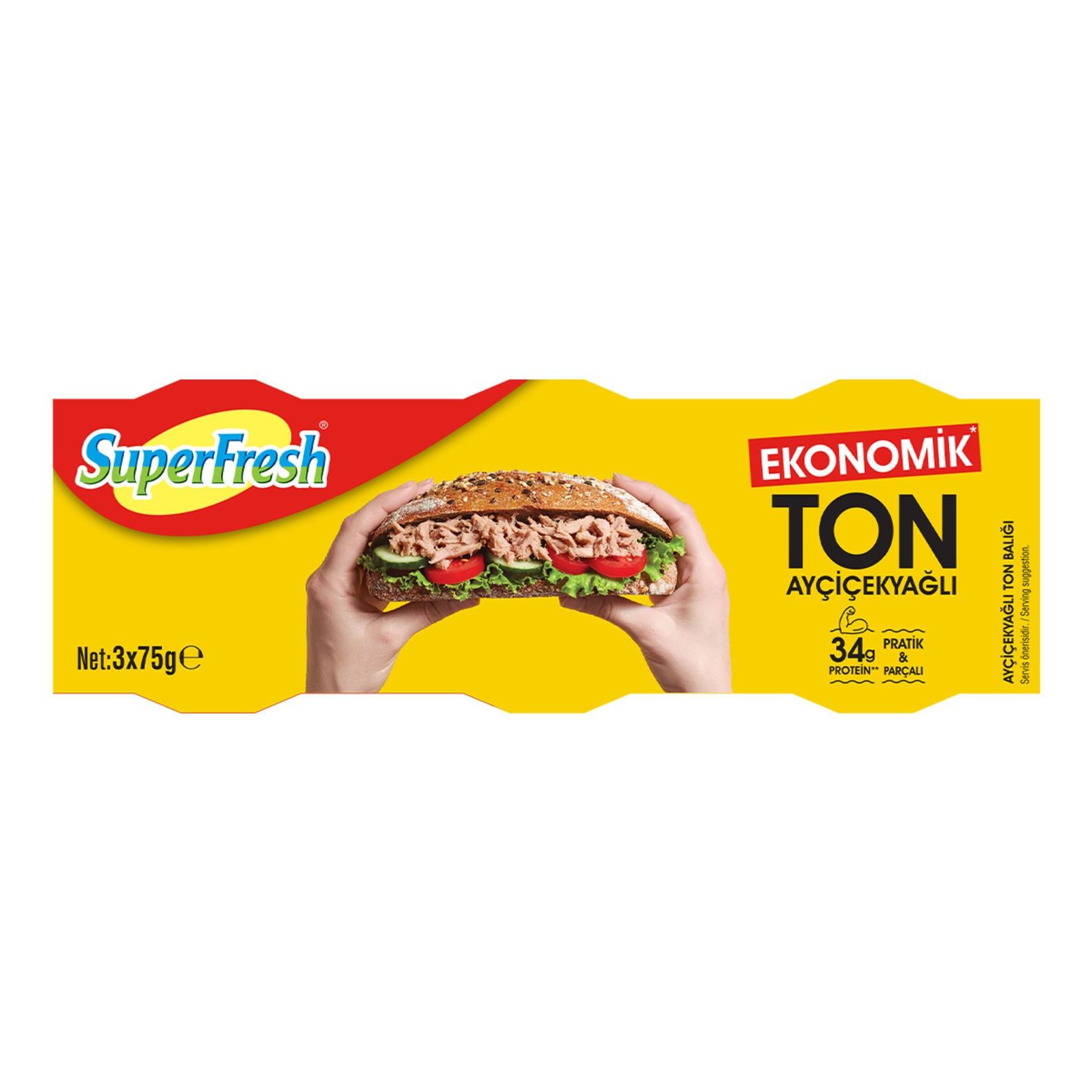 Superfresh Ekonomik Ayçiçek Yağlı Ton Balığı 3 x 75