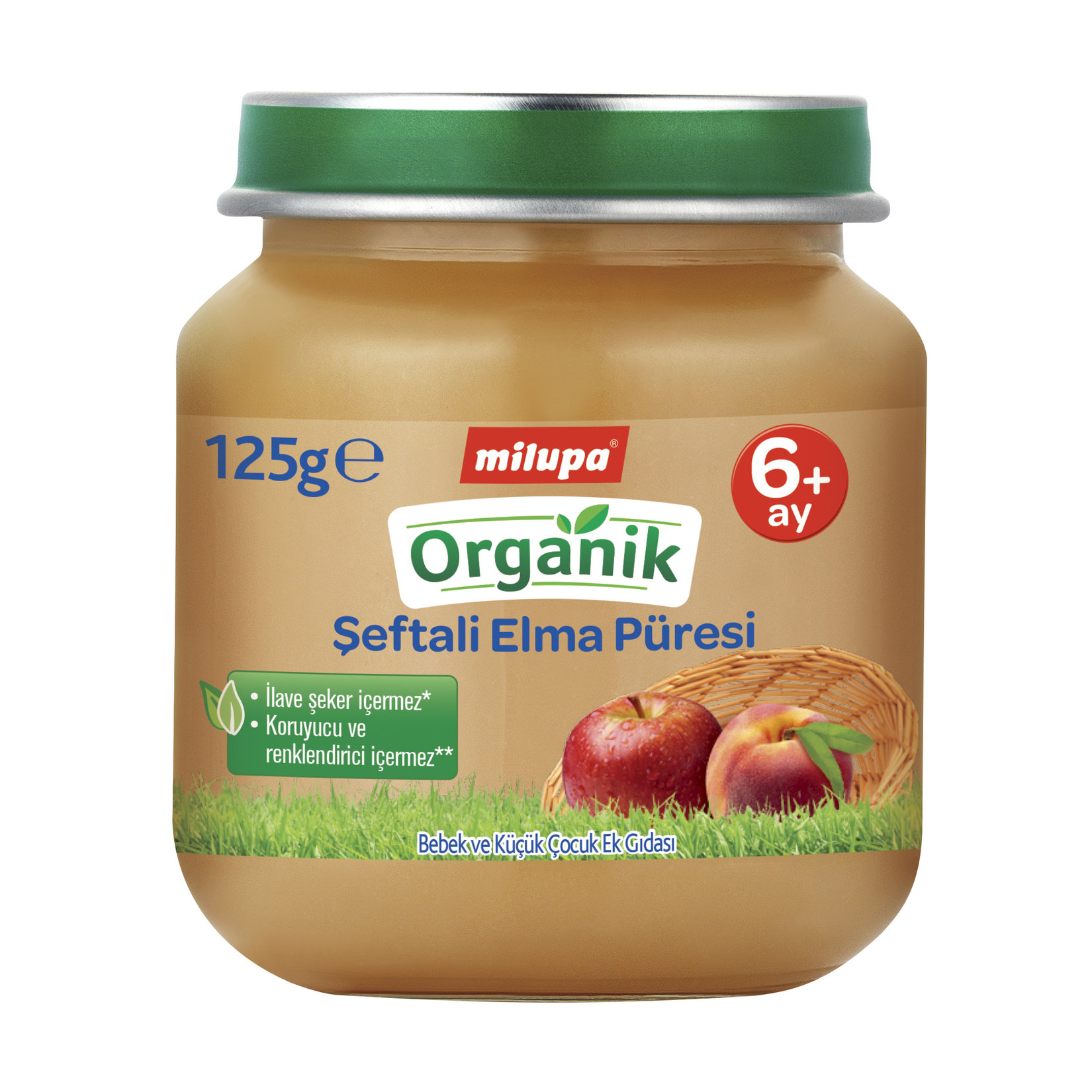 Milupa Organik Şeftali Elma Püresi Kavanoz 125 G 6+ Ay