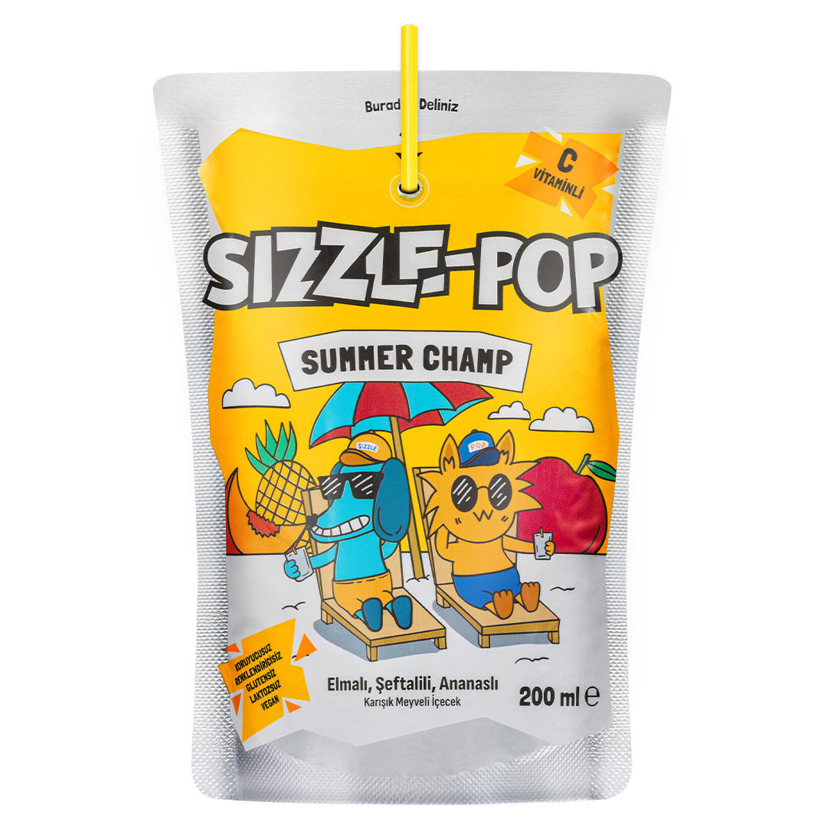 Sizzle-Pop Summer Champ Şeftali Elma Ananas 200 Ml