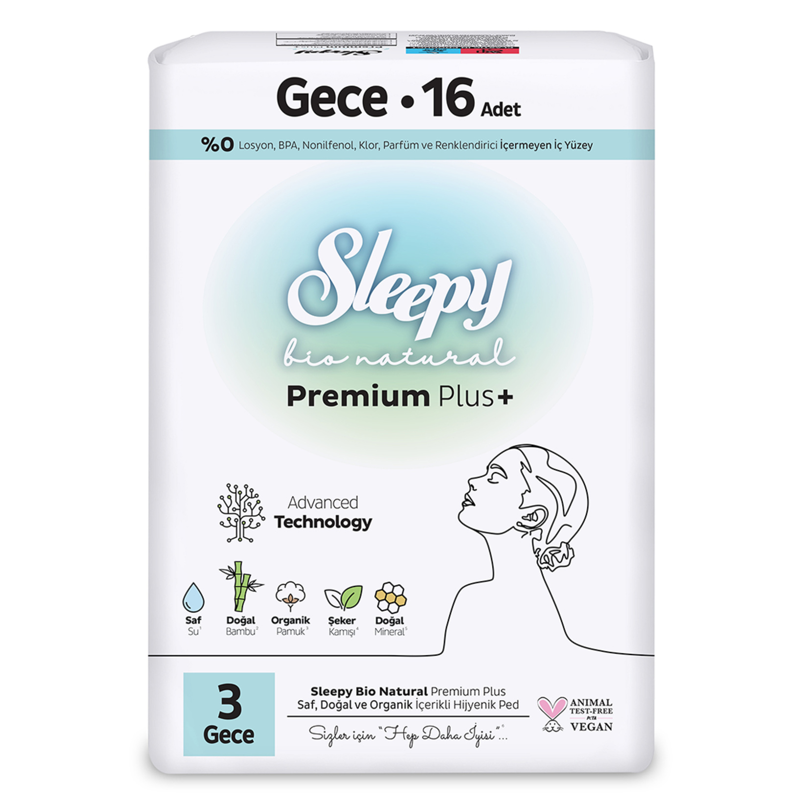 Sleepy Bio Süper Eco Gece Hijyenik Ped 16'lı