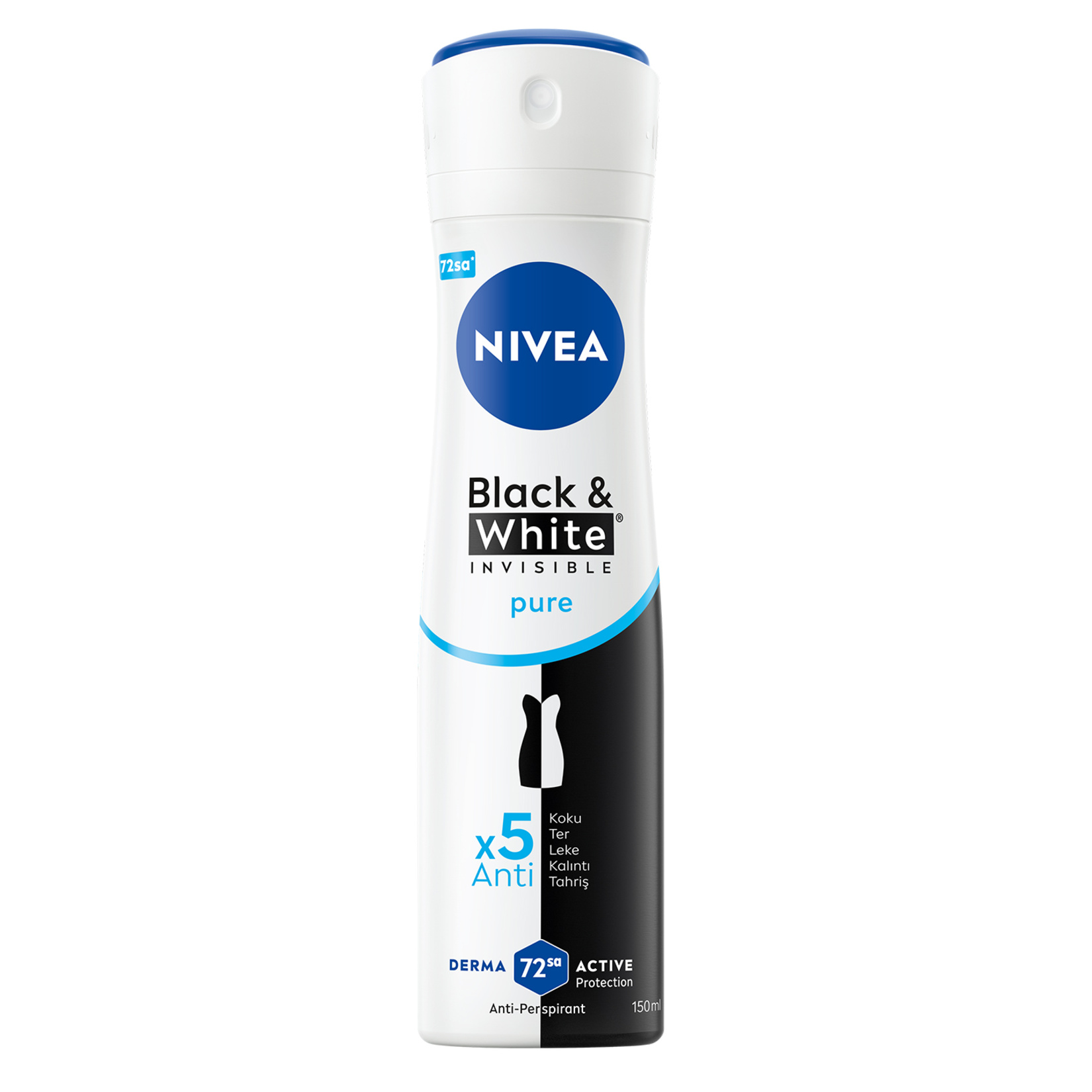 NIVEA Kadın Sprey Deodorant Black&White Invisible Pure 150 ml