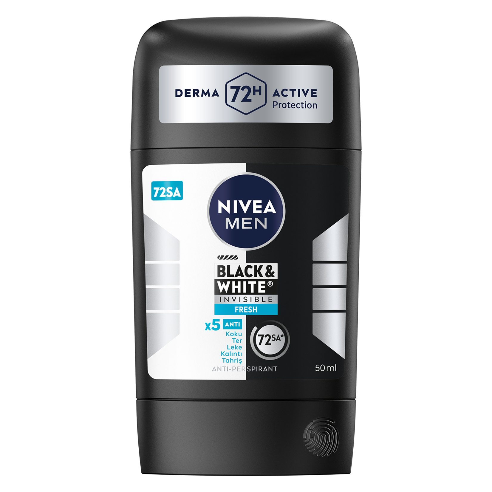 NIVEA MEN Erkek Stick Deodorant Black&White Invisible Fresh 50 Ml, 72 Saat Anti-perspirant