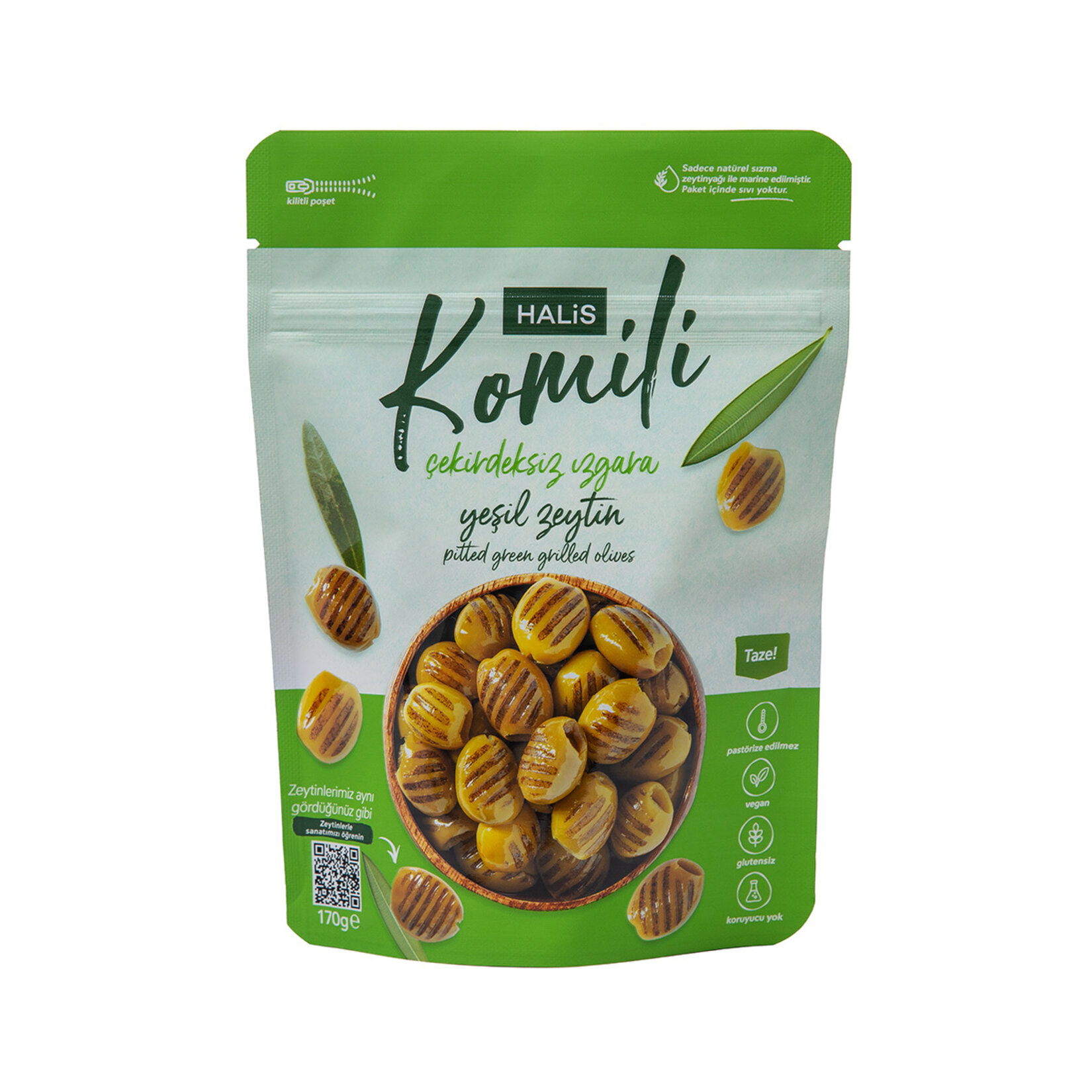 Halis Komili Çekirdeksiz Yeşil Izgara Zeytin 170 G