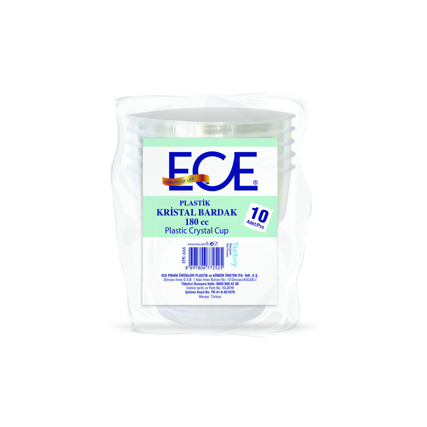 Ece Kristal Bardak 10'lu 180 Cc