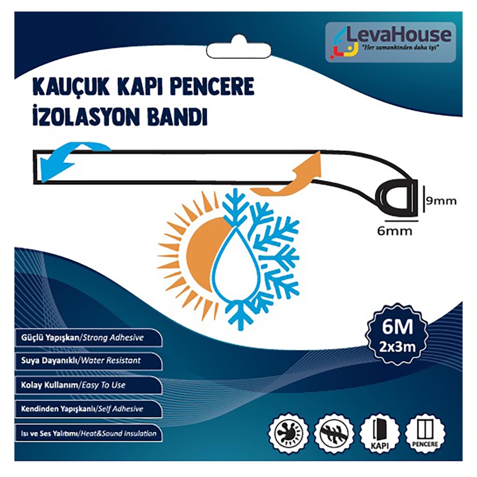 Leva House Kapı Pencere Bandı Kauçuk D Tipi 6 M