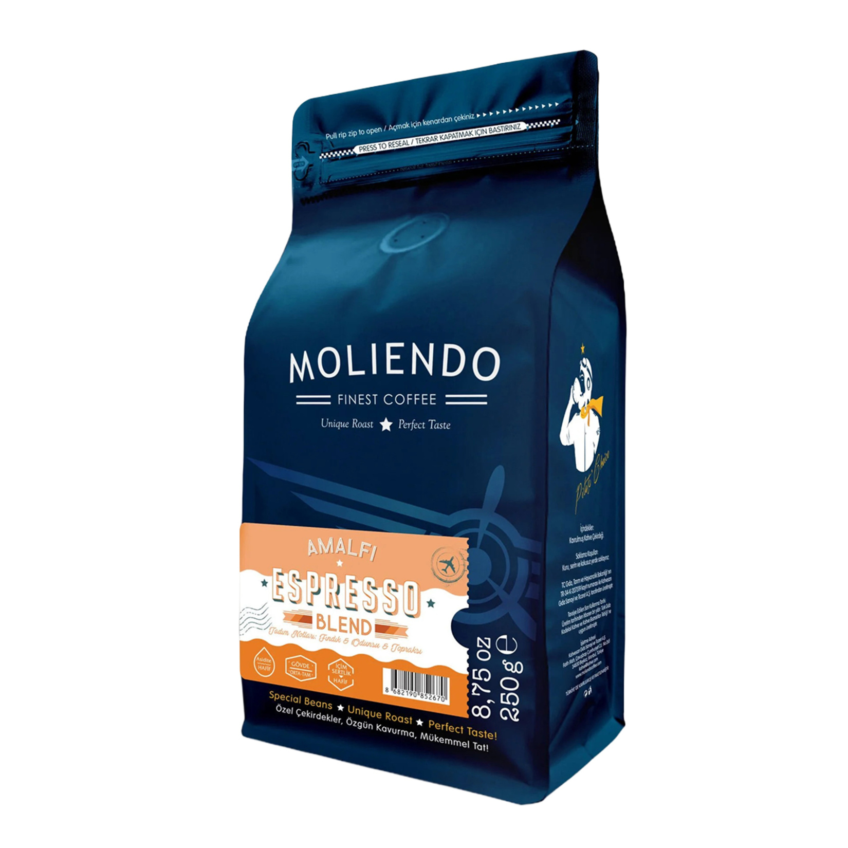 Moliendo Amalfi Espresso Blend Çekirdek Kahve 250 G