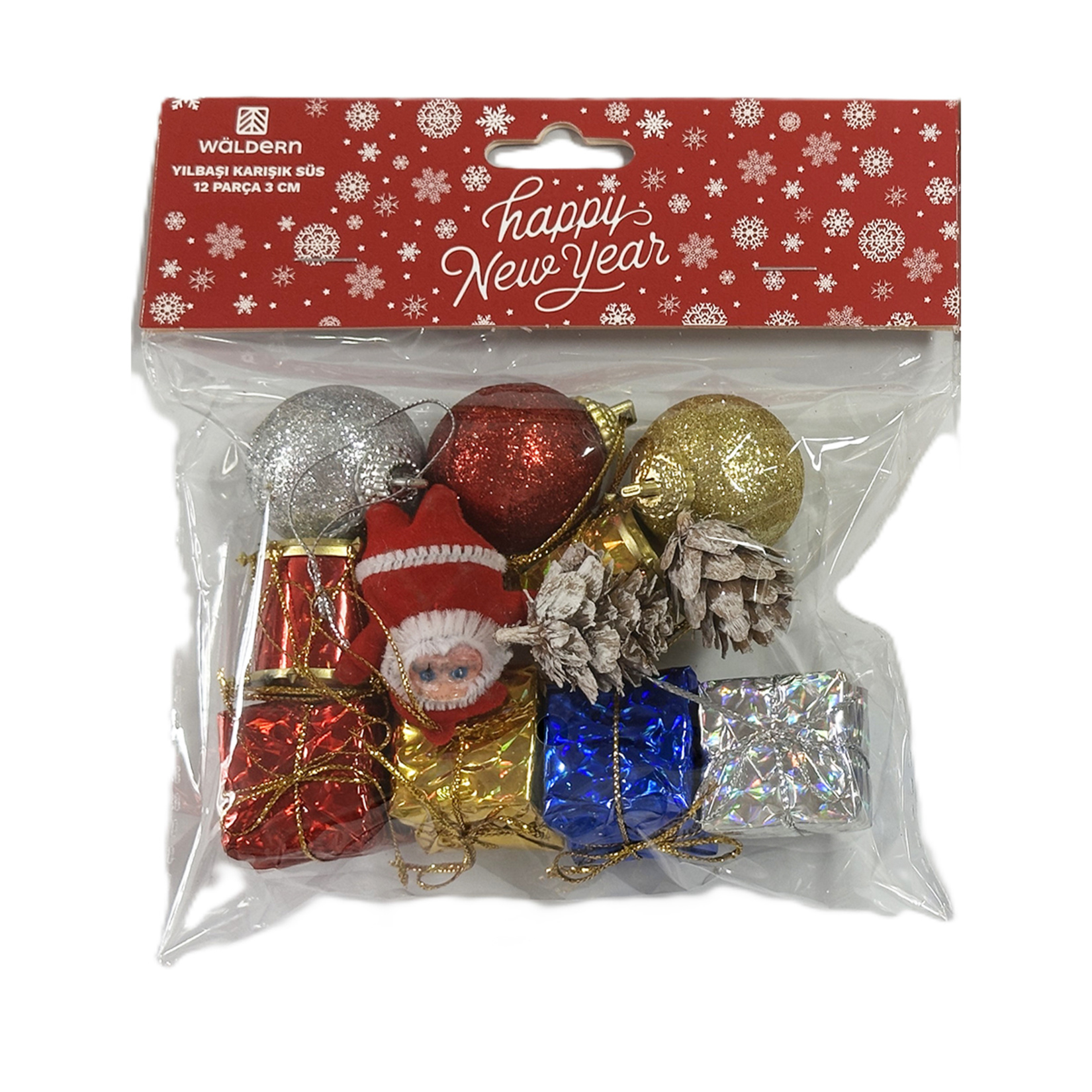 Waldern Yılbaşı Karışık Süs 12'li 3 Cm