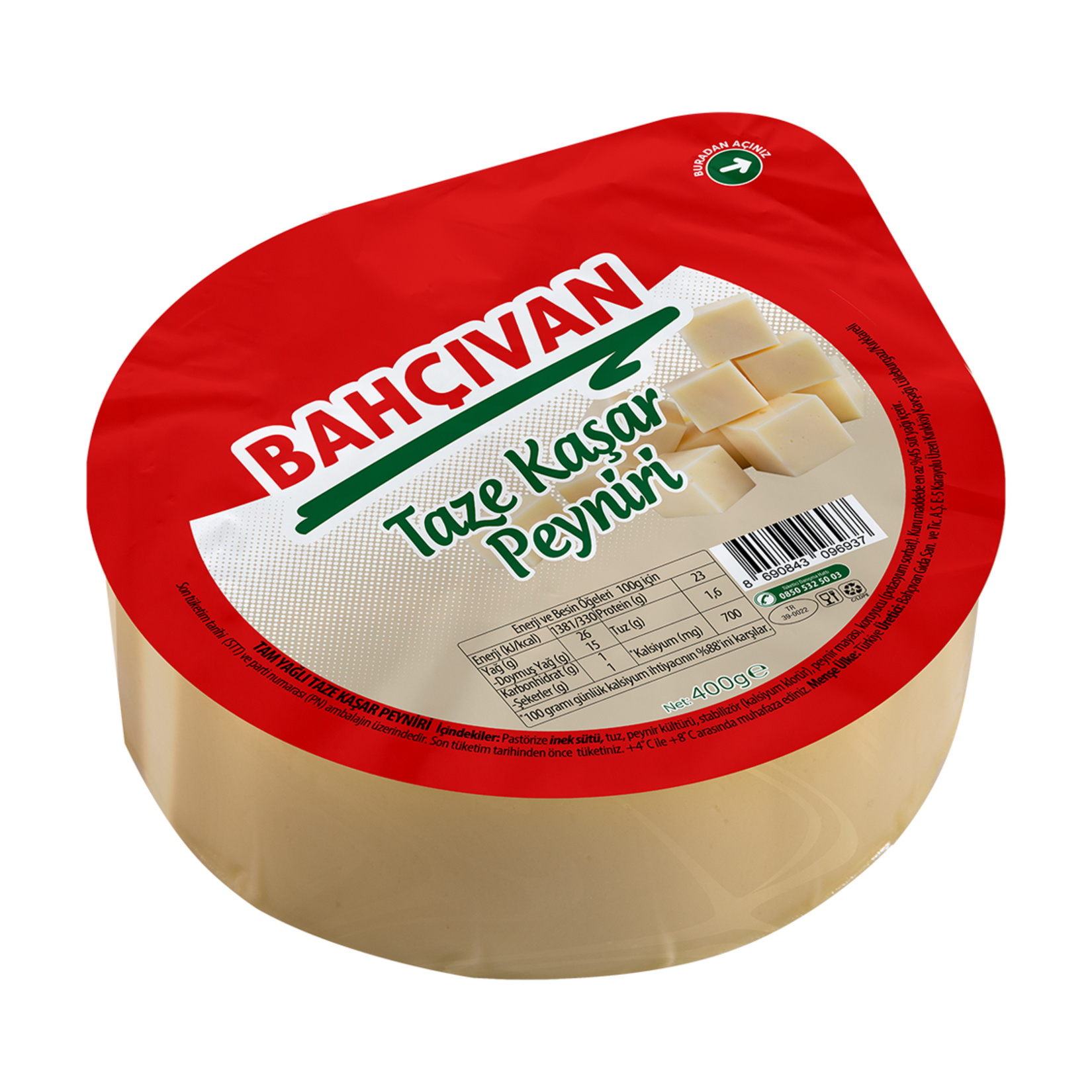Bahçıvan Tam Yağlı Taze Kaşar Peyniri 400 G