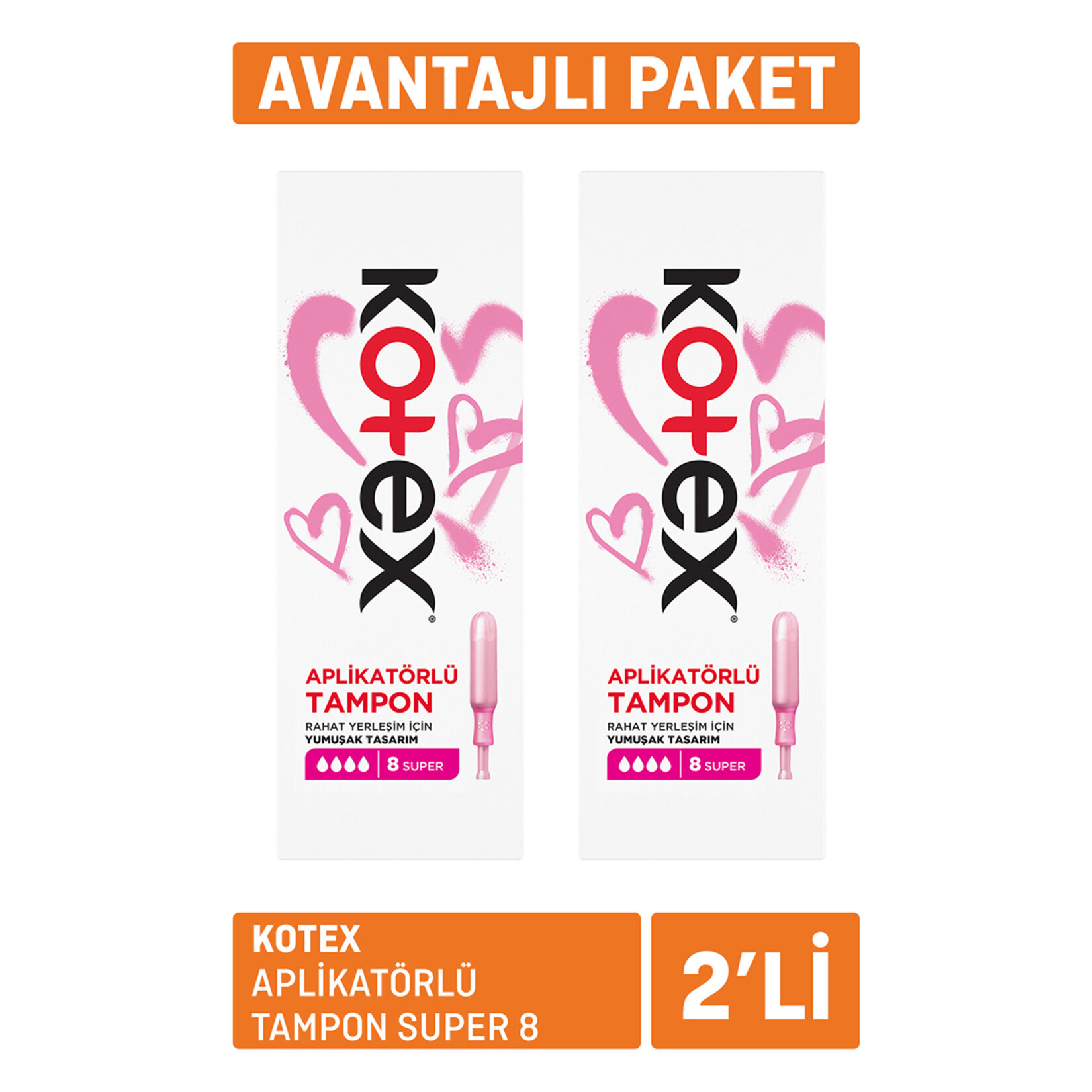 Kotex Aplikatörlü Tampon Super 8 x 2