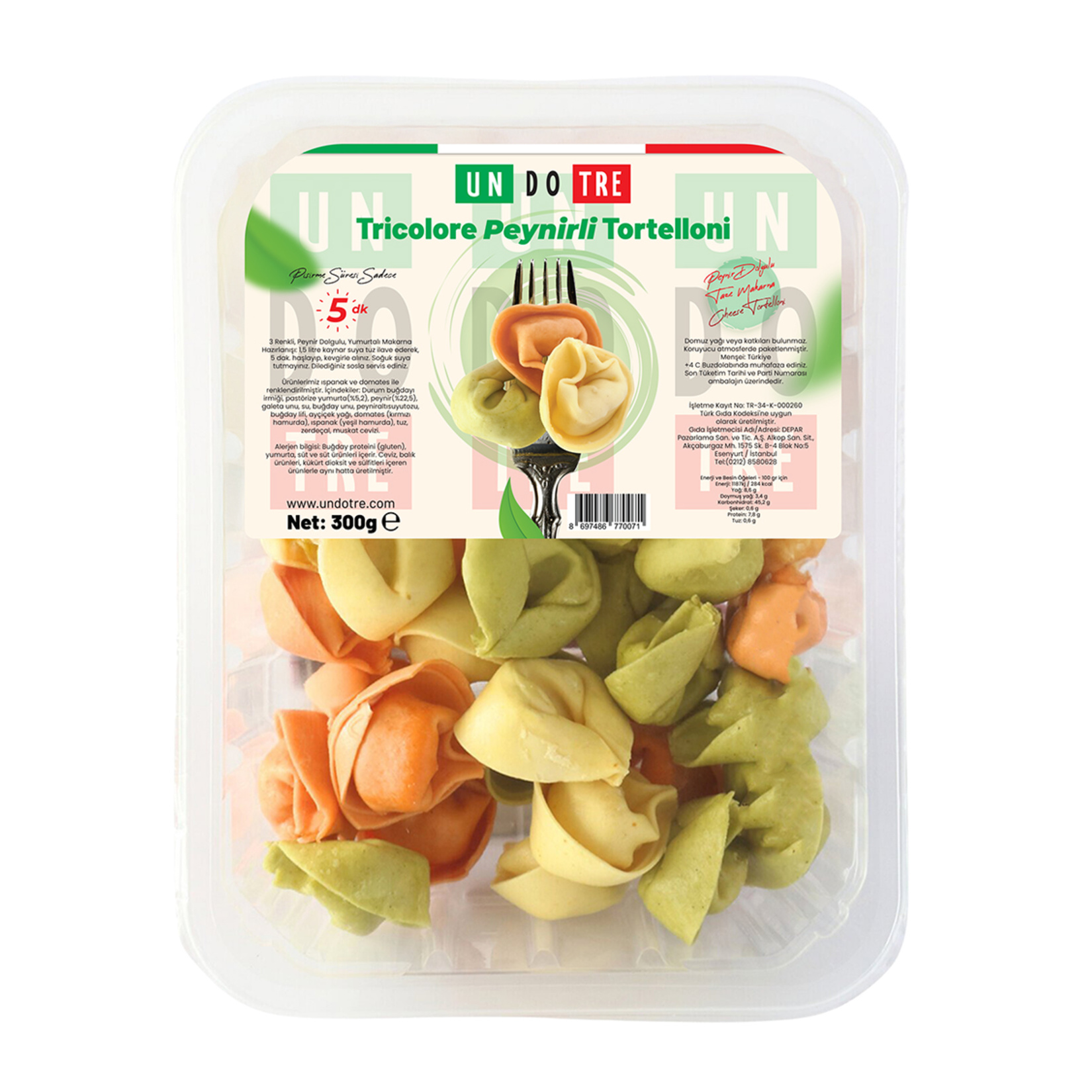 Un Do Tre Tricolore Peynirli Tortellini 300 G