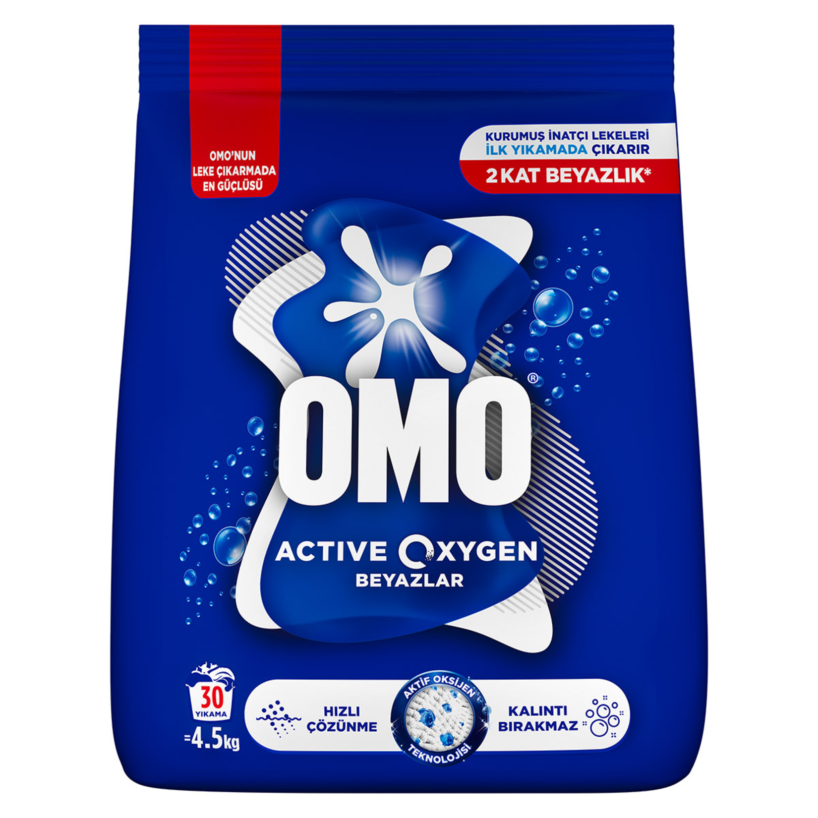 Omo Active Oxygen Toz Çamaşır Deterjanı Beyazlar 4.5 KG 30 Yıkama