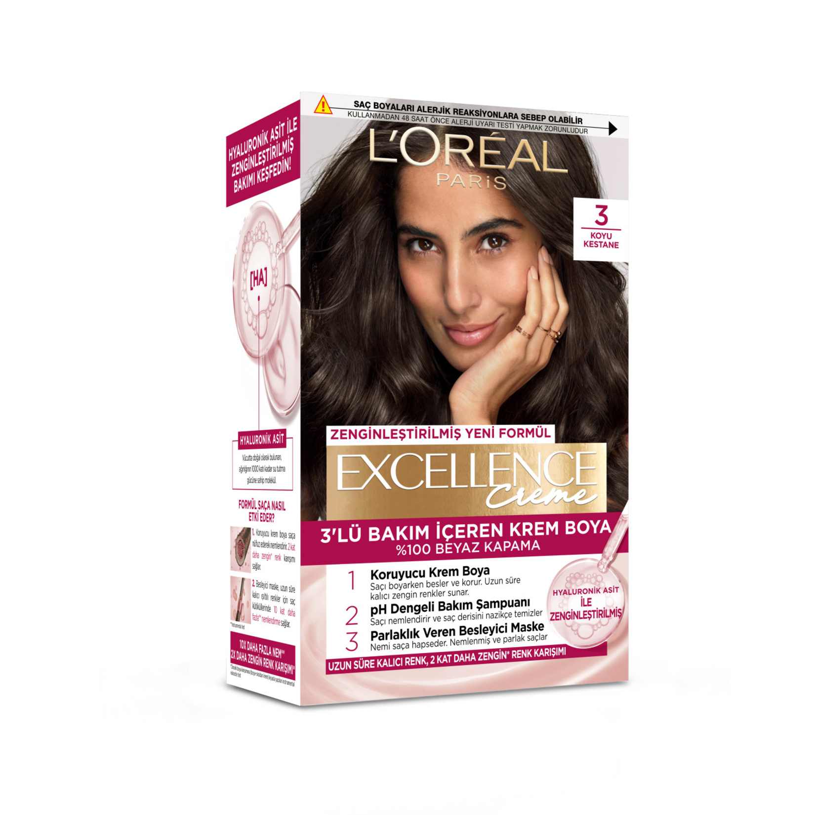 Excellence Creme 3 Koyu Kestane Saç Boyası 192 Ml